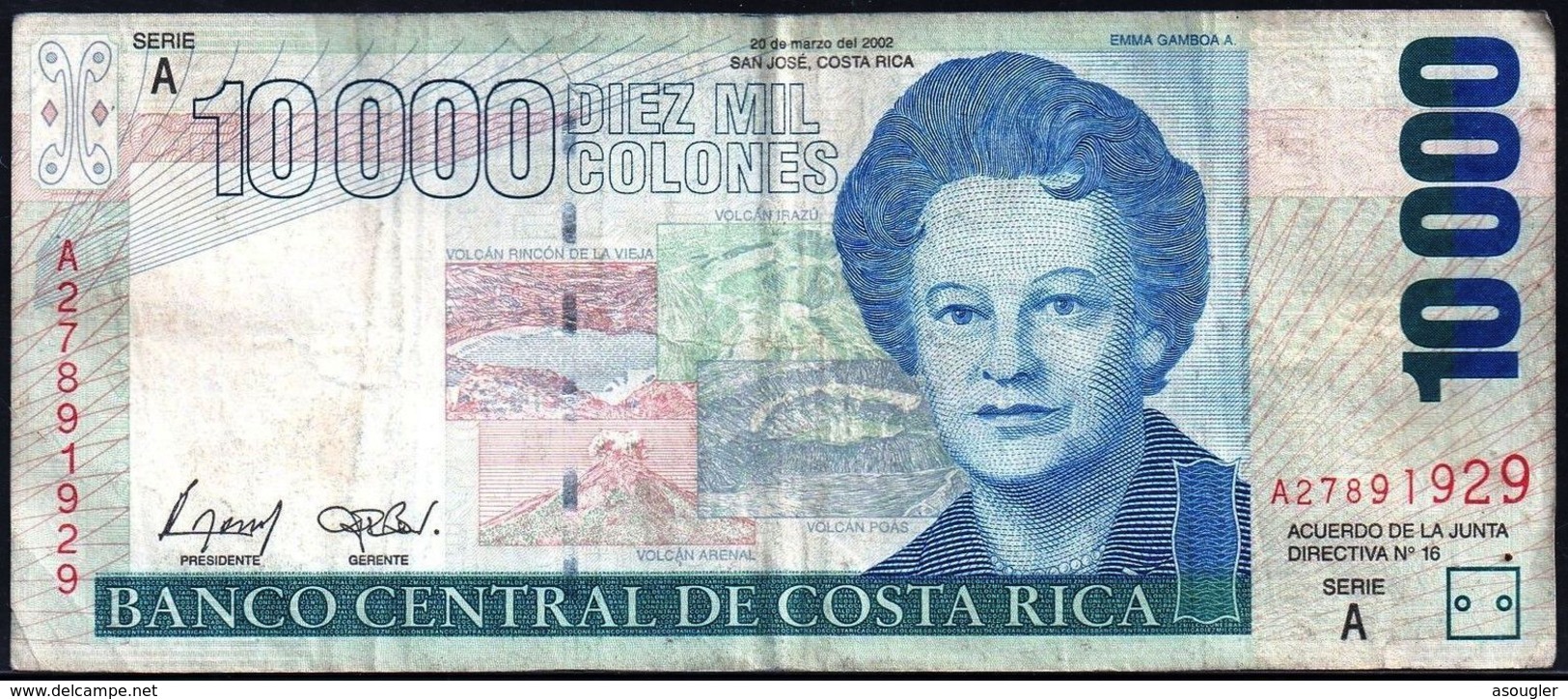COSTA RICA 10000 COLONES 20-3-2002 VG-F P-267 - Costa Rica