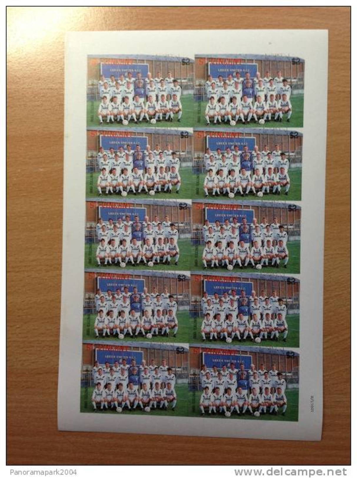 ST - VINCENT 1987 FOOTBALL SOCCER FUSSBALL SHEET Of 10 BARCLAY´S PREMIER LEAGUE CLUB " LEEDS UNITED " PROOF ESSAI - Famous Clubs