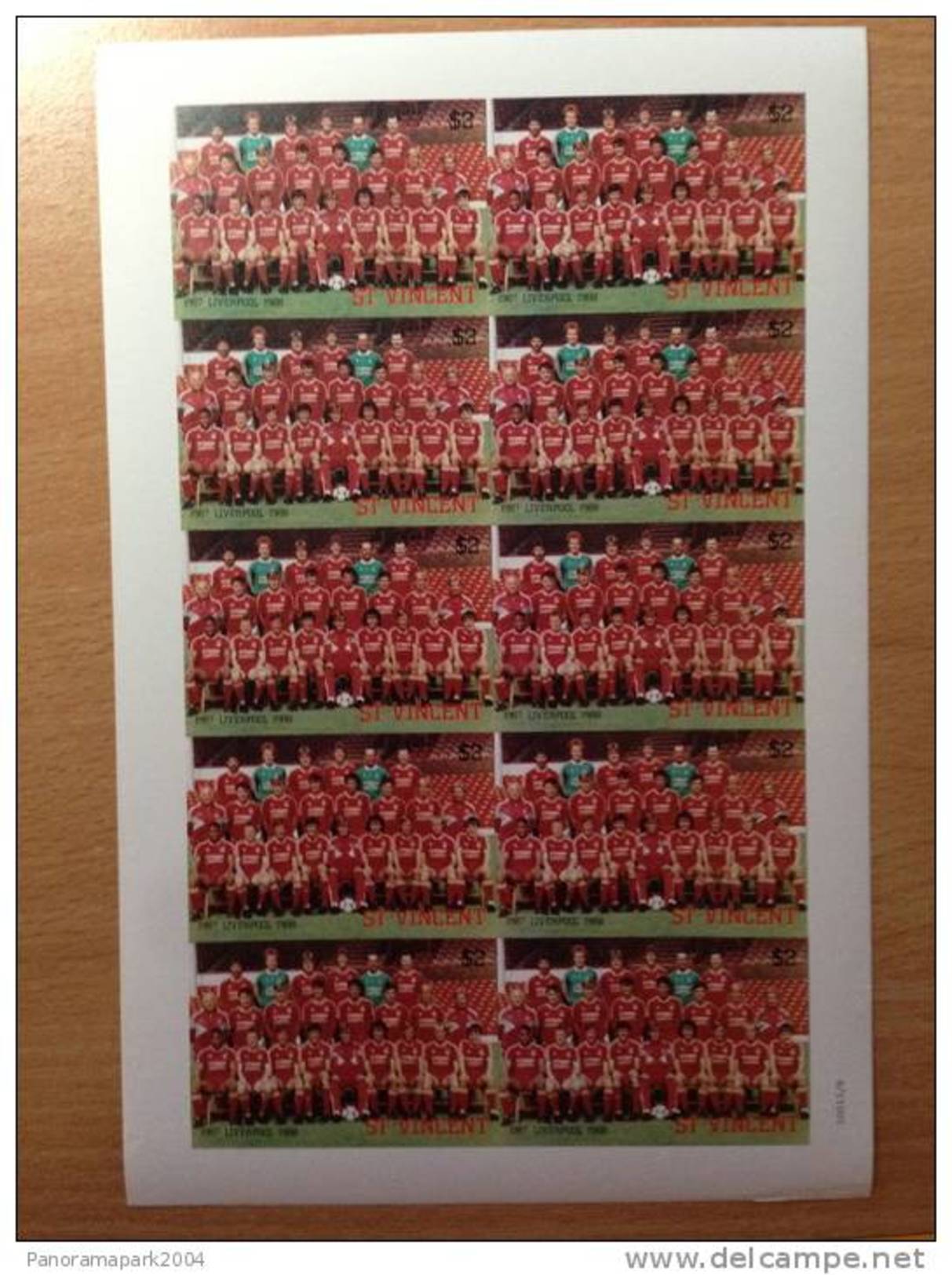 ST - VINCENT 1987 FOOTBALL SOCCER FUSSBALL SHEET Of 10 BARCLAY´S PREMIER LEAGUE CLUB " LIVERPOOL " PROOF ESSAI - Famous Clubs