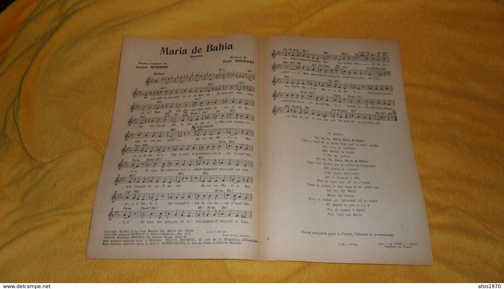 PARTITION MARIA DE BAHIA MADEMOISELLE S'AMUSE. / EDITIONS MUSICALES IMPERIA. - Scores & Partitions