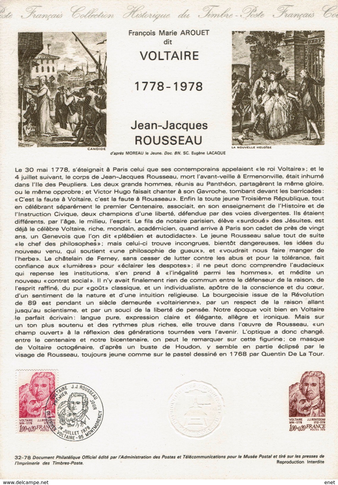 Frankreich France 1978 - MiNr 2111 - Rousseau & Voltaire - Schriftsteller