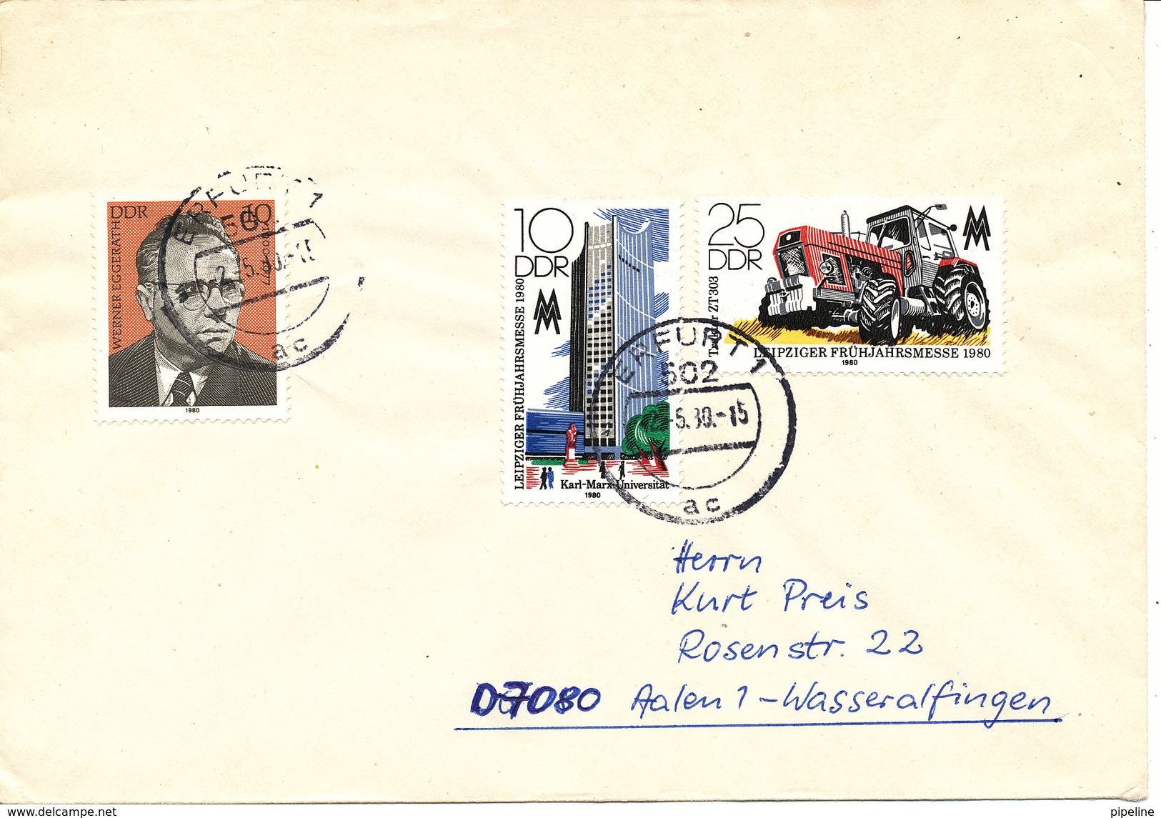 Germany DDR Cover Erfurt 2-5-1980 Topic Stamps - Lettres & Documents