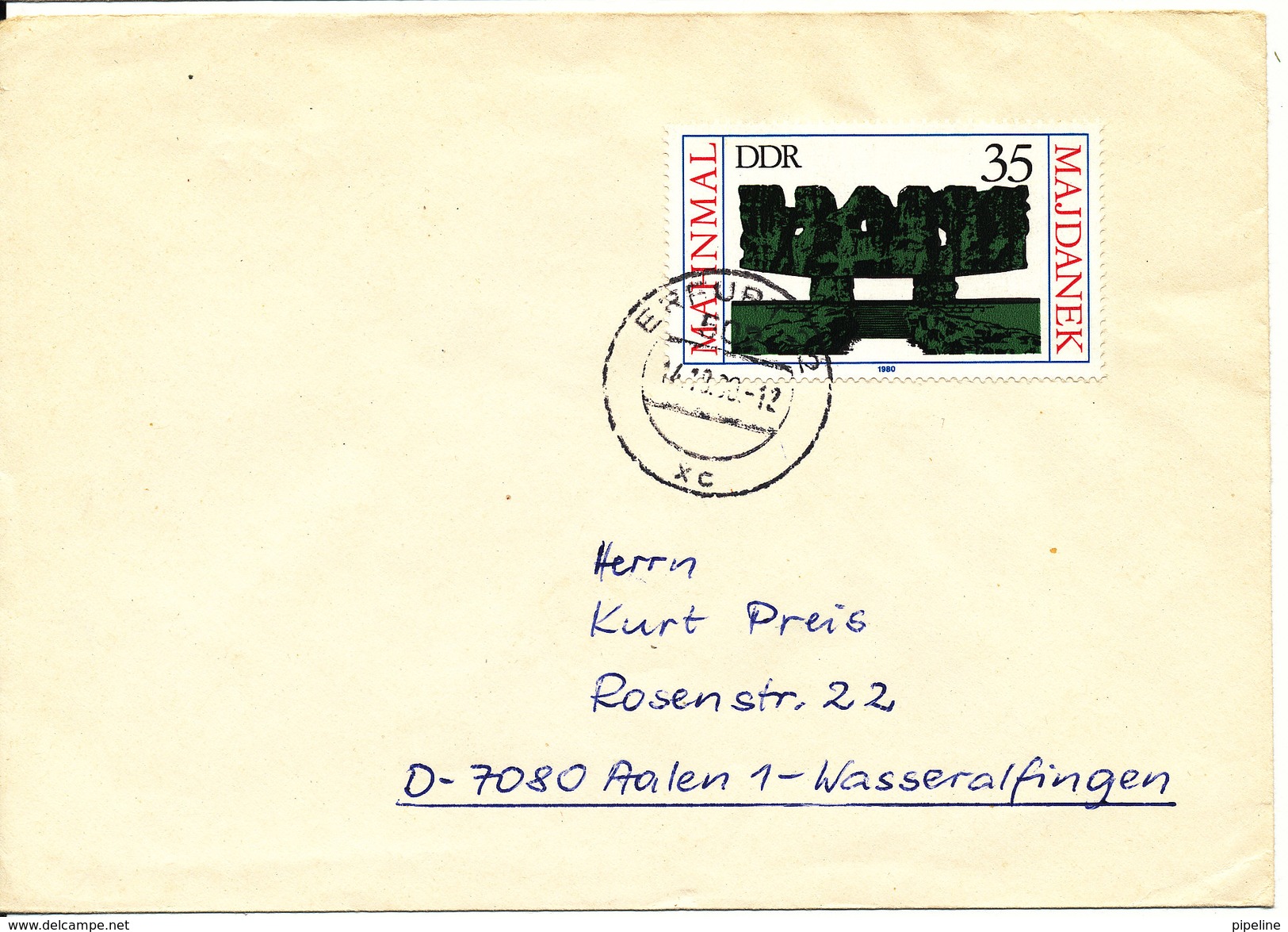 Germany DDR Cover Erfurt 14-10-1980 Single Franked - Lettres & Documents