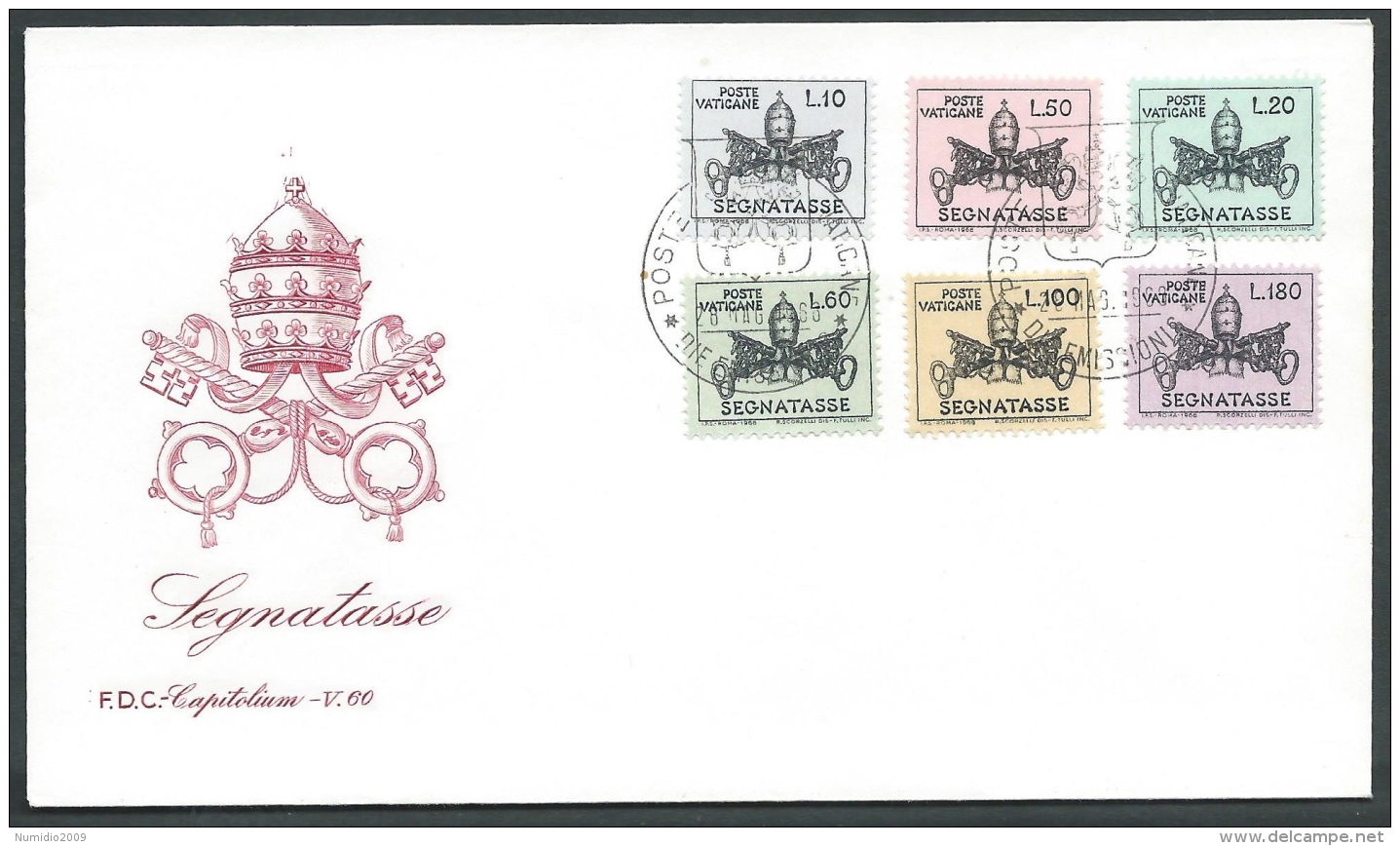 1968 VATICANO FDC CAPITOLIUM SEGNATASSE NO TIMBRO ARRIVO - SV15 - FDC