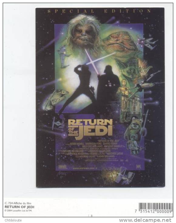 AFFICHE FILM  L 6  "  LE RETOUR DU JEDI  / 2004  " N°C 724  CPM / CPSM  10X15  ETAT NEUVE EDITEE EN FRANCE ED SONIS - Plakate Auf Karten