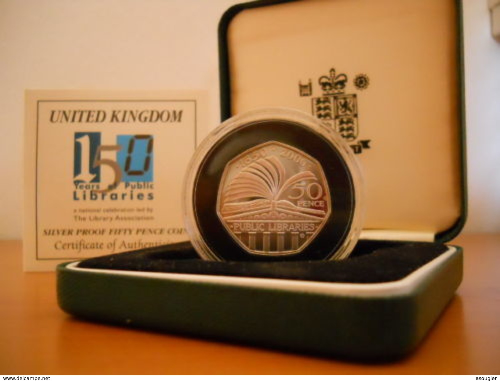 UK GREAT BRITAIN 50 PENCE 2000 SILVER PROOF 150 YEARS OF PUBLIC LIBRARIES - Mint Sets & Proof Sets