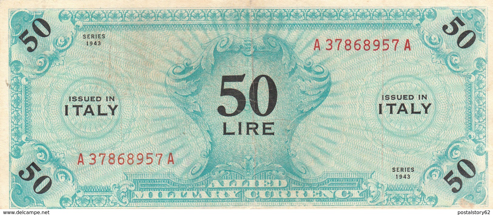 Banconota 50 Lire  Occupazione Militare Alleata 1943 - Ocupación Aliados Segunda Guerra Mundial