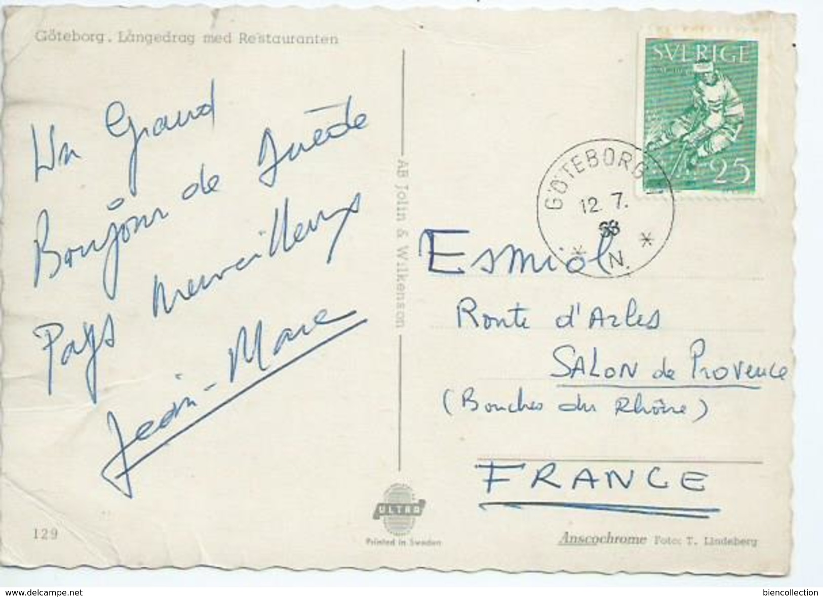 Hockey Sur Glace: Timbre De Suède Sur Carte Postale - Hockey (sur Glace)