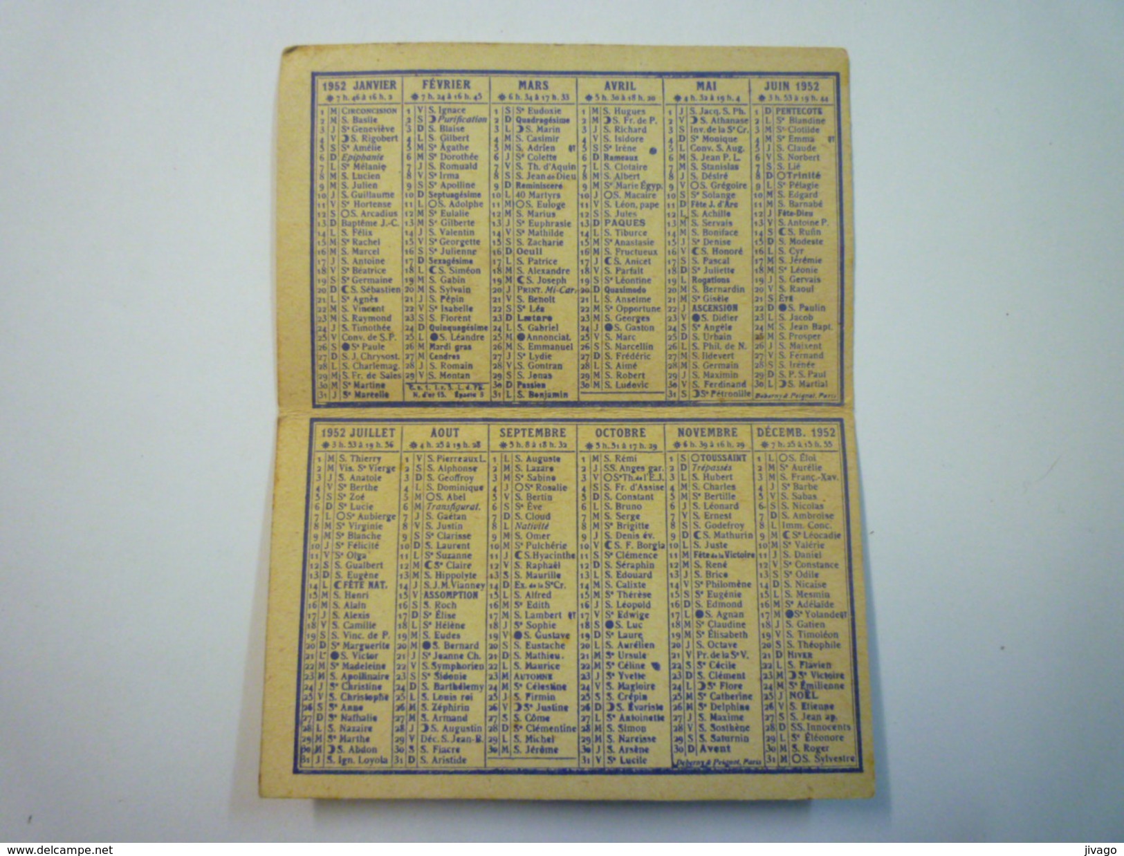 PETIT CALENDRIER  PUB  S. & R.  GIL  Pharmaciens TARBES   1952   - Petit Format : 1941-60