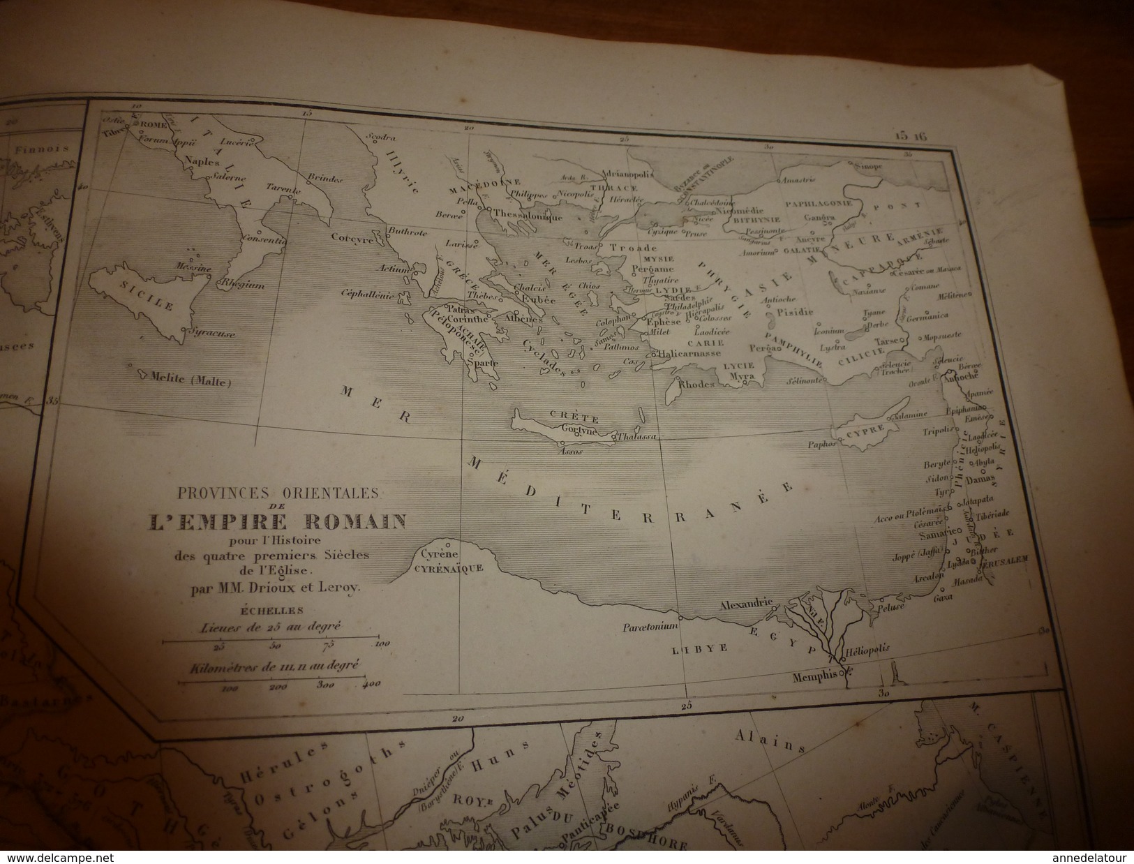 1861 Carte Géographique EMPIRE ROMAIN (Orient,Occident à La Mort De Théodose;Provinces Orientales 4e Siècle De L'Eglise) - Cartes Géographiques