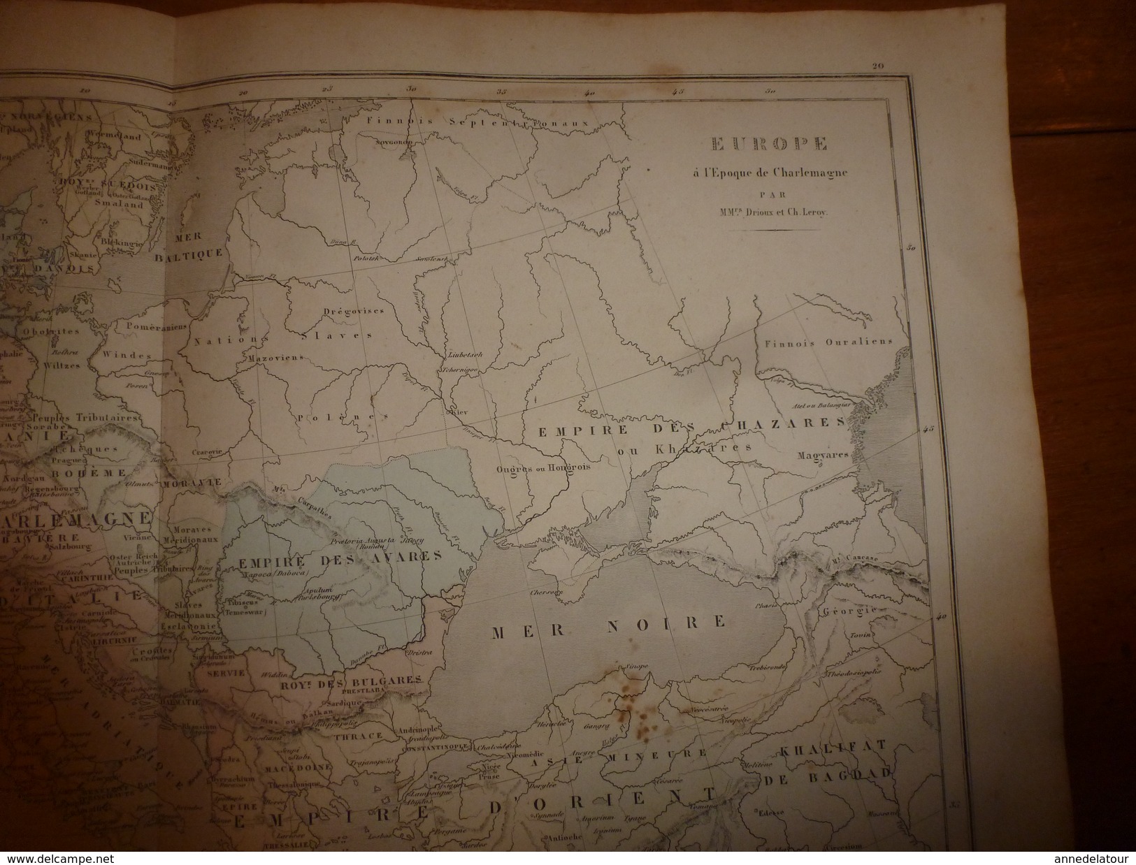 1861 Carte Géographique EUROPE  à L'époque De CHARLEMAGNE , Par Drioux Et Leroy; Gravure De Jenotte ,imprimerie Bréhier - Cartes Géographiques