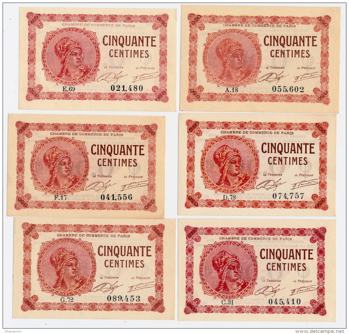 1914-1918 // C.D.C. // PARIS //  Séries Différentes // 6 X 50 Cts - Chamber Of Commerce