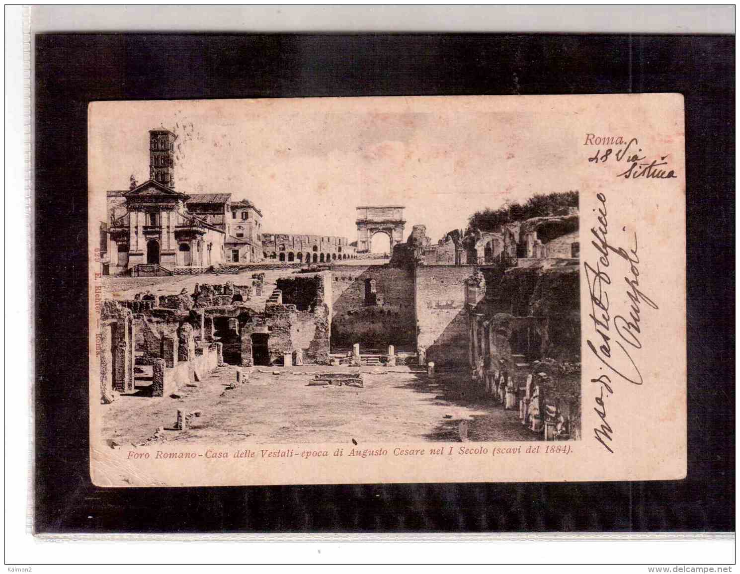 10013   -    ROMA, FORO ROMANO-CASA DELLE VESTALI     /    CIRCULATED - Fiume Tevere