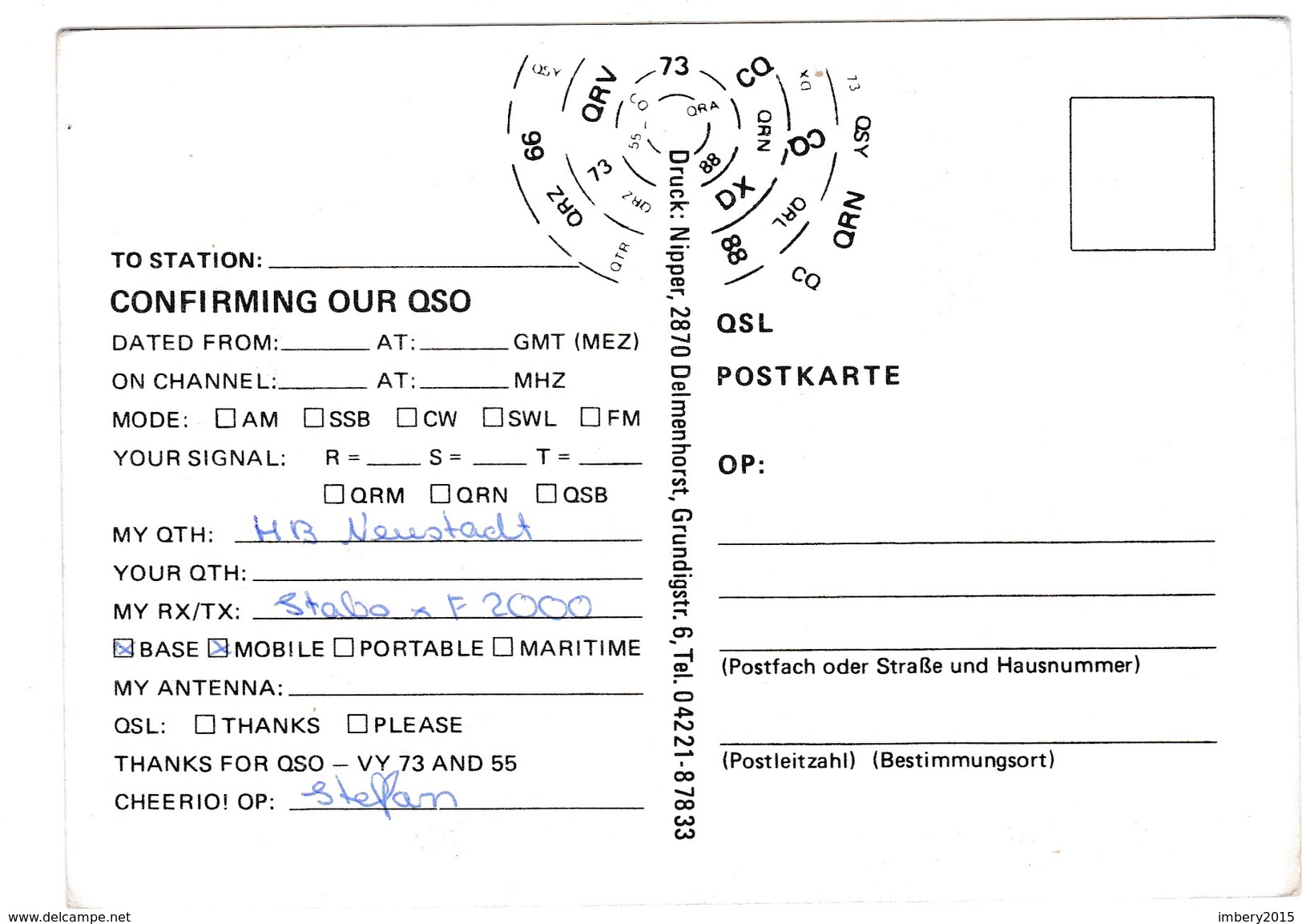 QSL Karte, CB Funk Station Schwalbennest Mobil 55,  VW Käfer, - CB-Funk