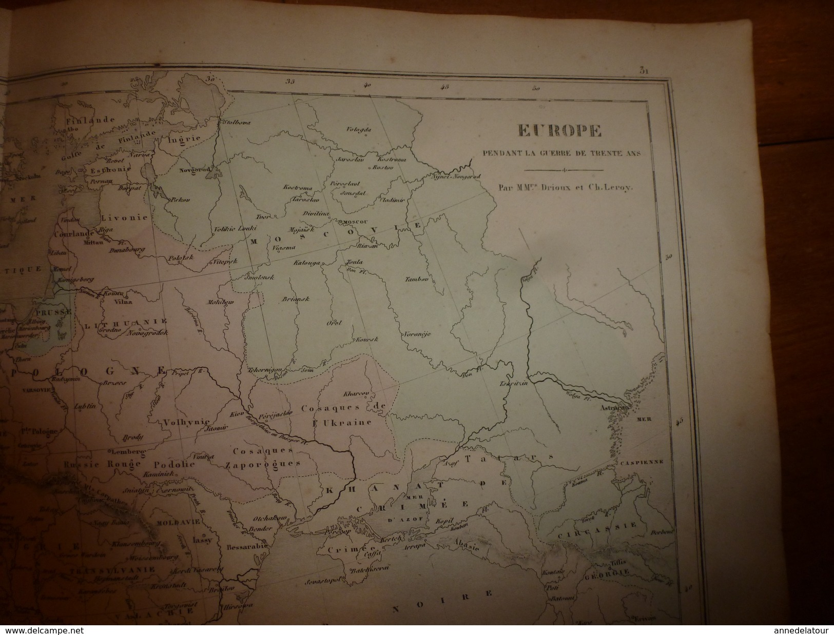 1861 Carte Géographique EUROPE  Pendant La Guerre De 30 Ans; Par Drioux Et Leroy ,gravure De Jenotte ,Librairie Bréhier - Cartes Géographiques