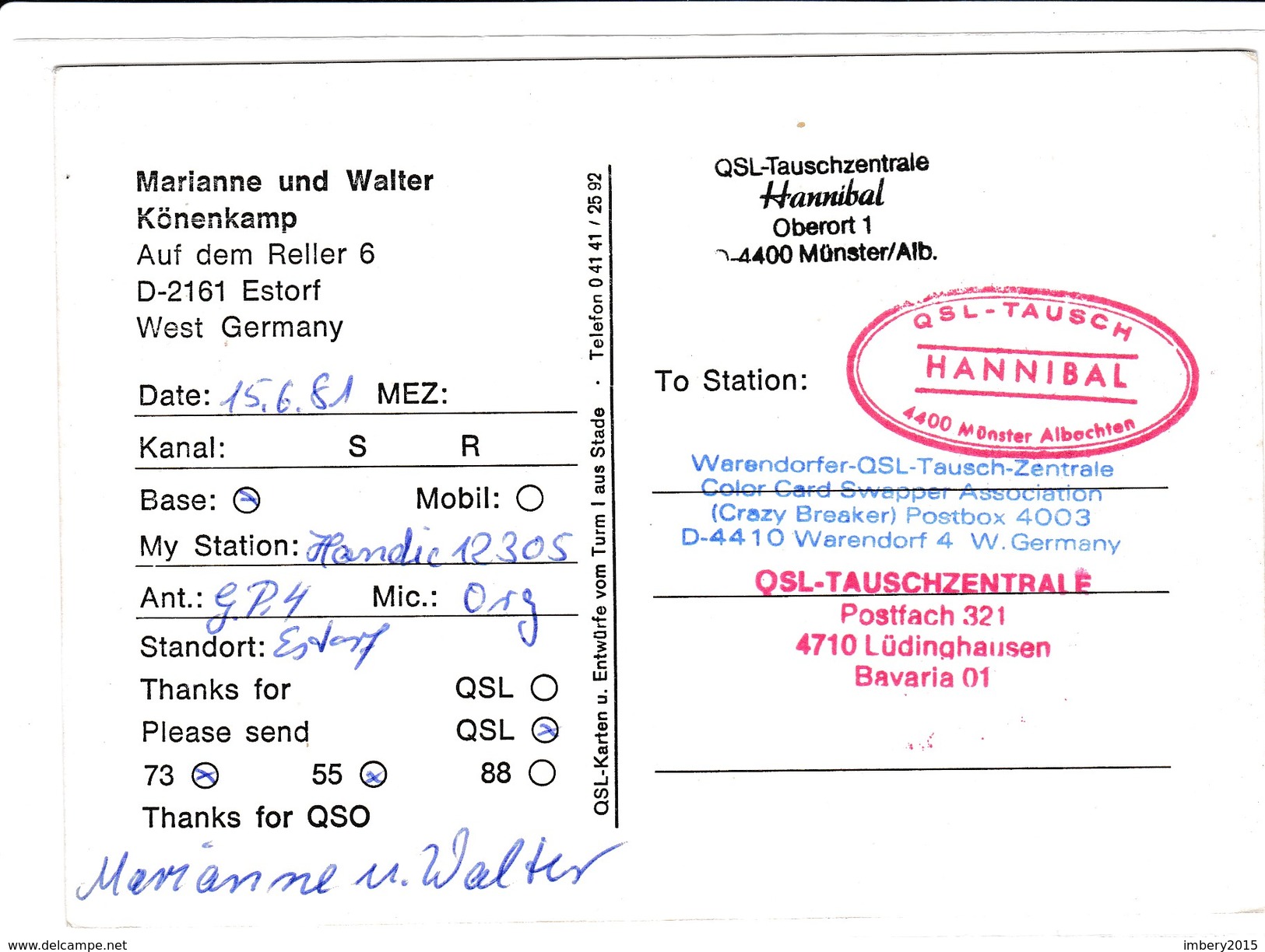 QSL Karte, CB Radio Funk Station Schneeflocke, OTTO 05, Estorf, West Germany, Opel Ascona ?, - CB-Funk