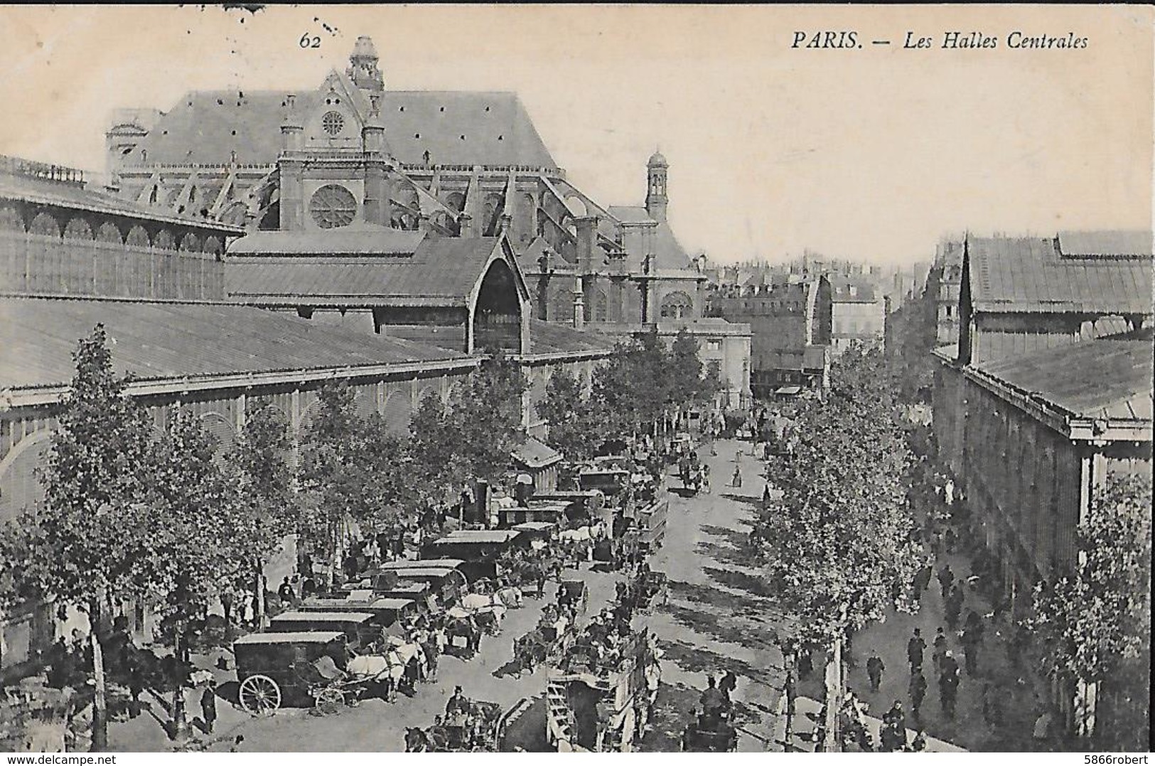 CARTE POSTALE ORIGINALE ANCIENNE : PARIS  (75)  LES HALLES CENTRALES BALTARD  TRES ANIMEE - Halles