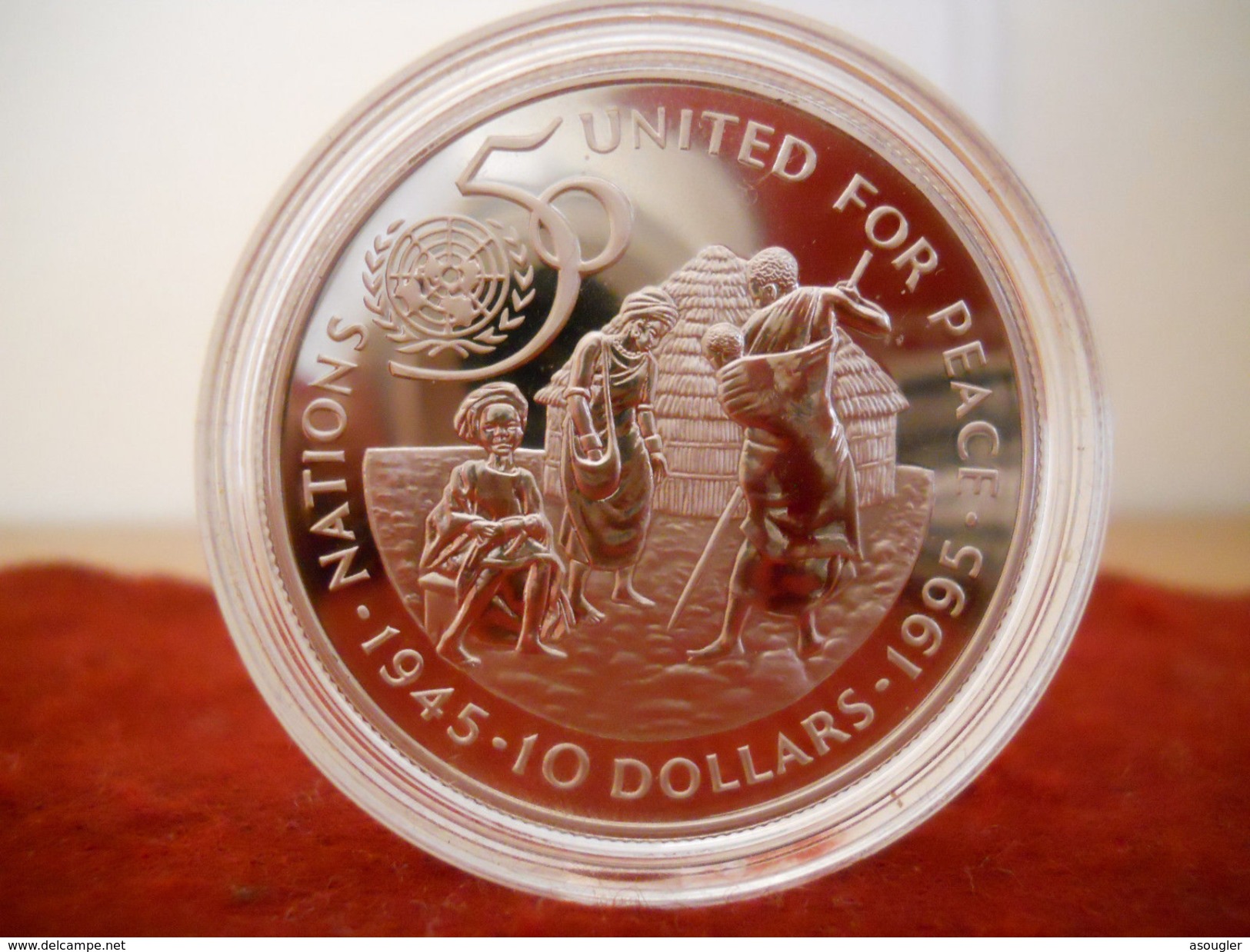 NAMIBIA 10 DOLLARS 1995 SILVER PROOF U.N. 50th Anniversary - Namibie