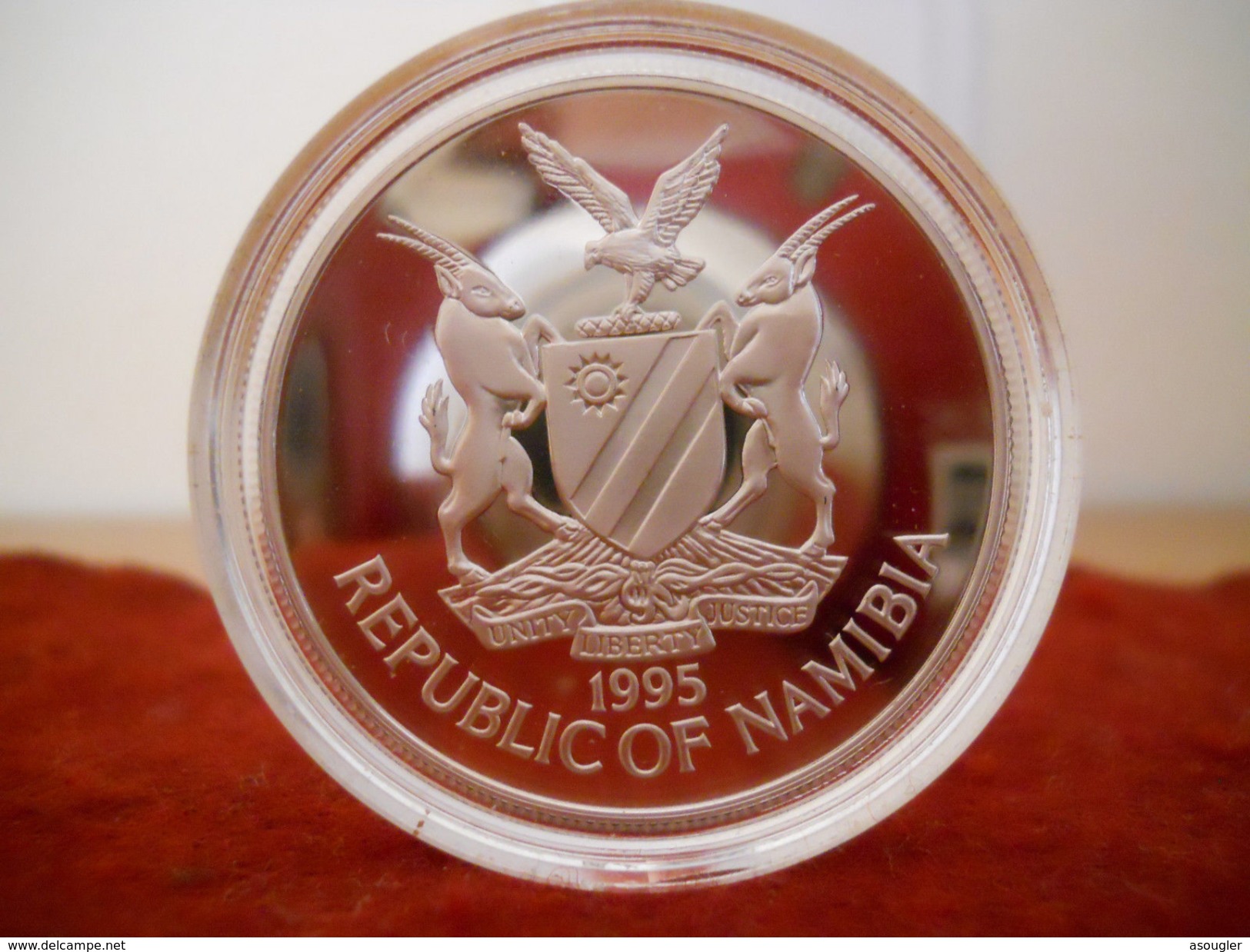 NAMIBIA 10 DOLLARS 1995 SILVER PROOF U.N. 50th Anniversary - Namibie