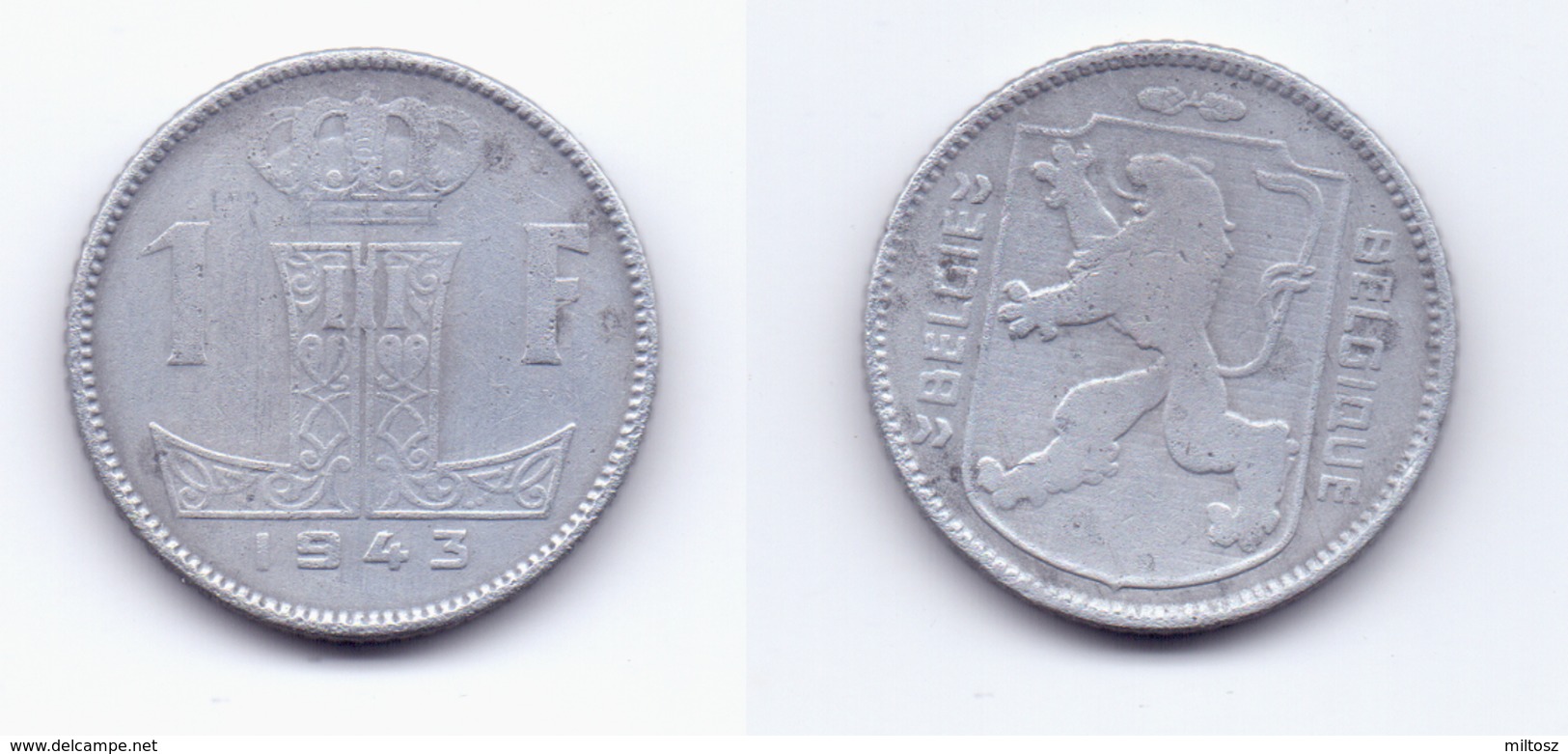 Belgium 1 Franc 1943 WWII Issue BELGIE-BELGIQUE - 1 Franc