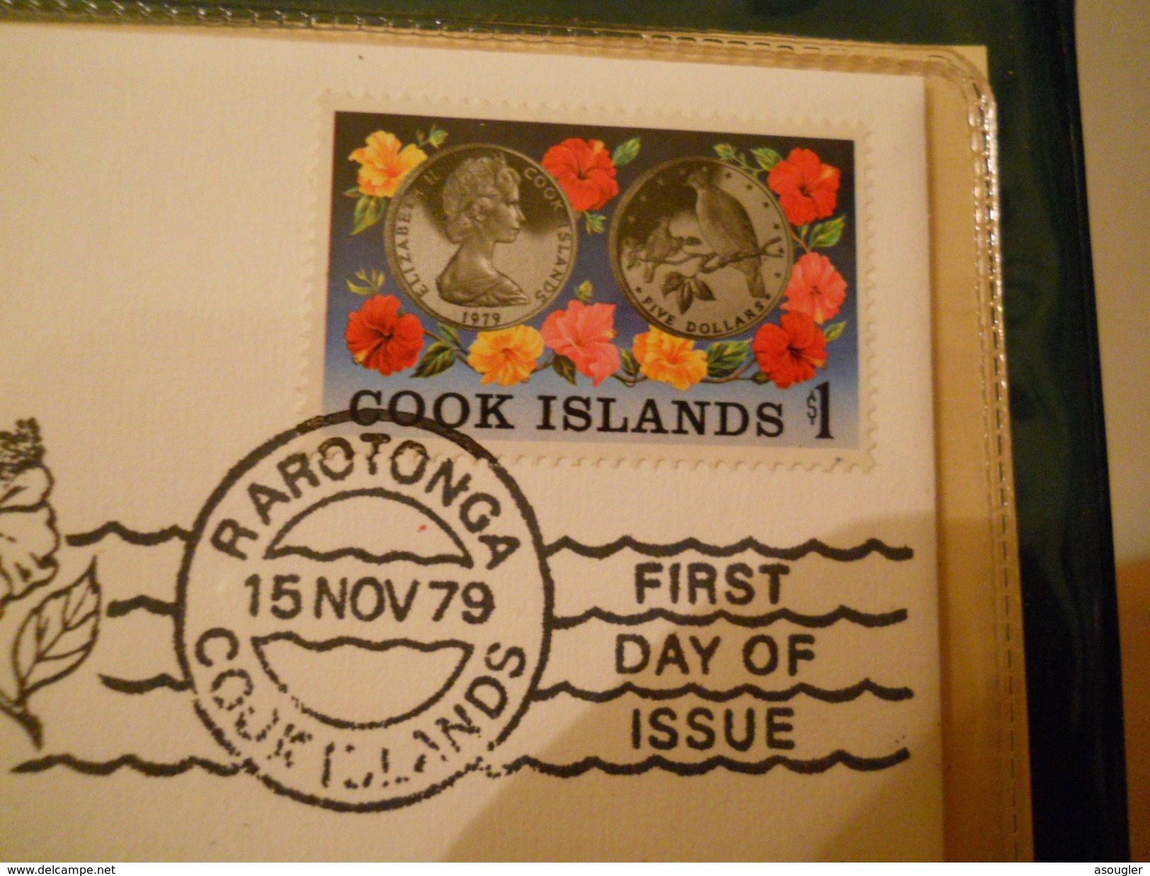 COOK ISLANDS COMMEMORATIV. 5 DOLLARS 1979 SILVER PROOF AND STAMP FIRST DAY COVER - Cook Islands