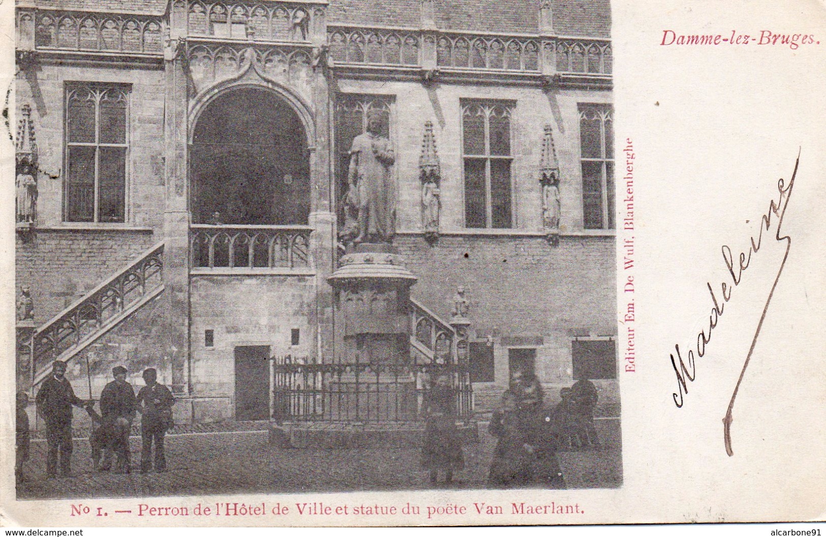 DAMME - Perron De L'Hôtel De Ville Et Statue Du Poete Van Maerlant - Damme