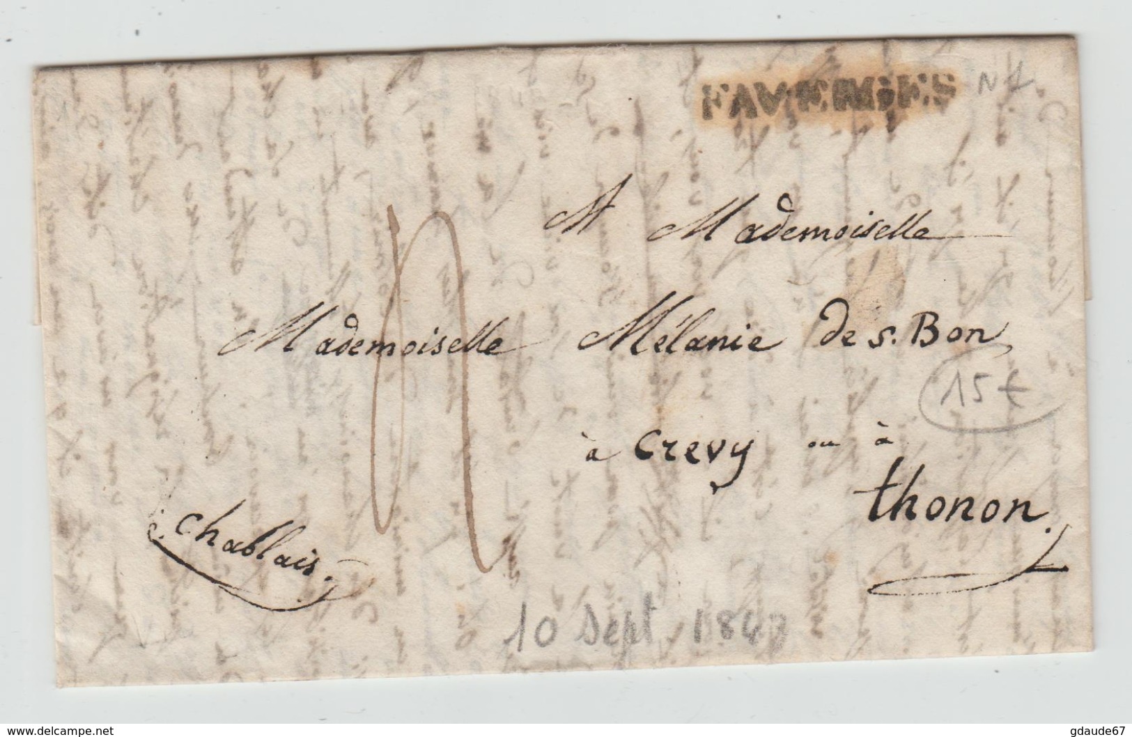 1843 - LETTRE De FAVERGES Pour CRECY Ou à THONON (ETAT DE SAVOIE / SARDE) - 1801-1848: Précurseurs XIX