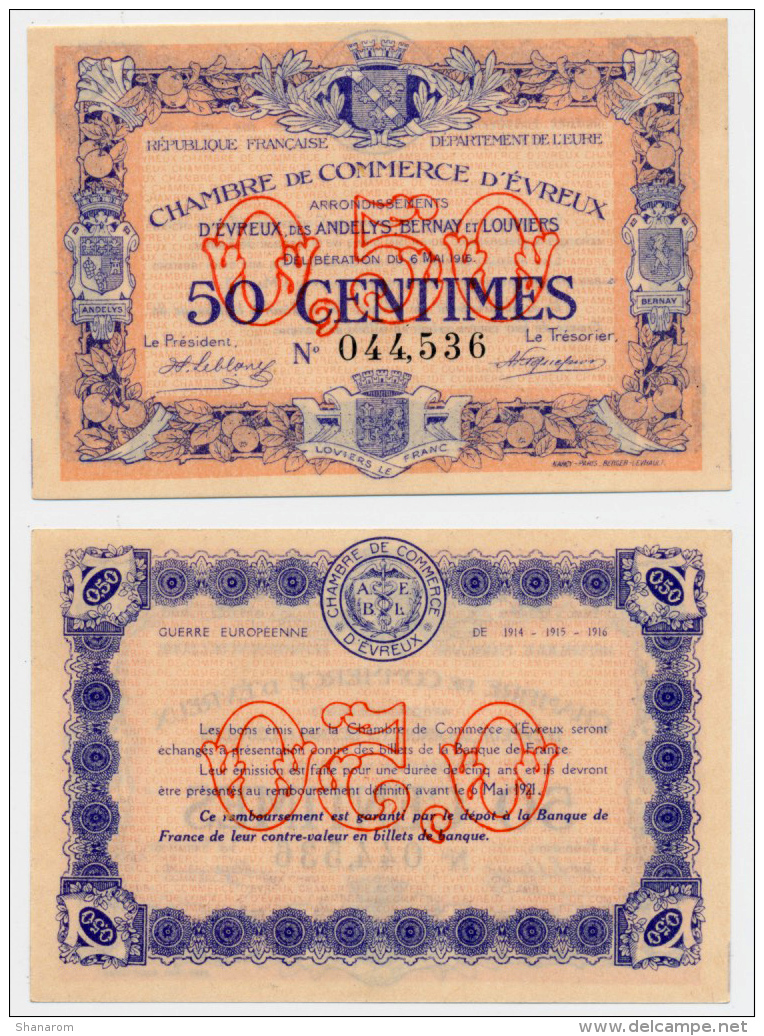 1914-1918 // C.D.C. // EVREUX // 50 Cts - Chambre De Commerce