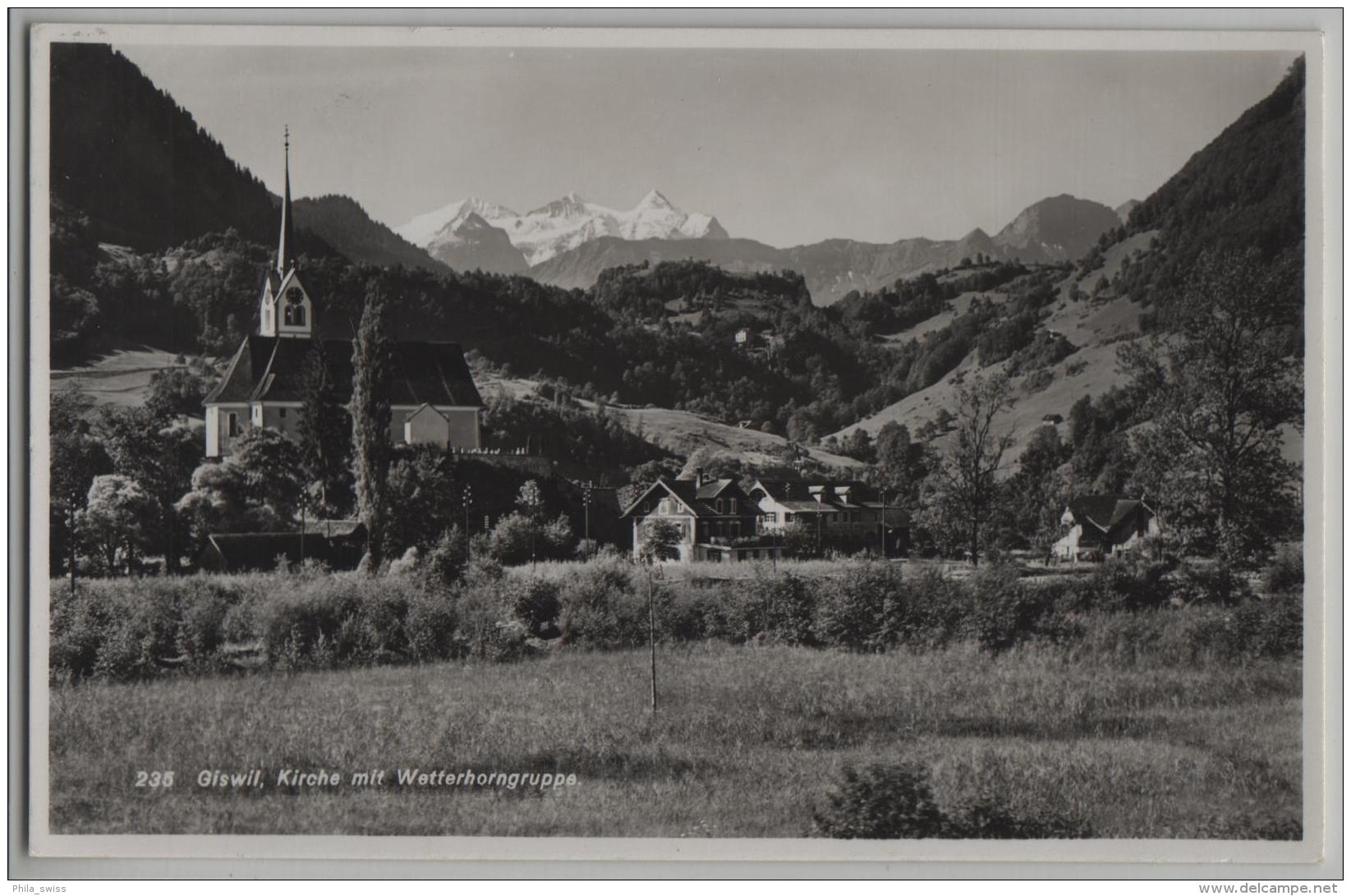 Giswil, Kirche Mit Wetterhorngruppe - Photo: Burch - Giswil