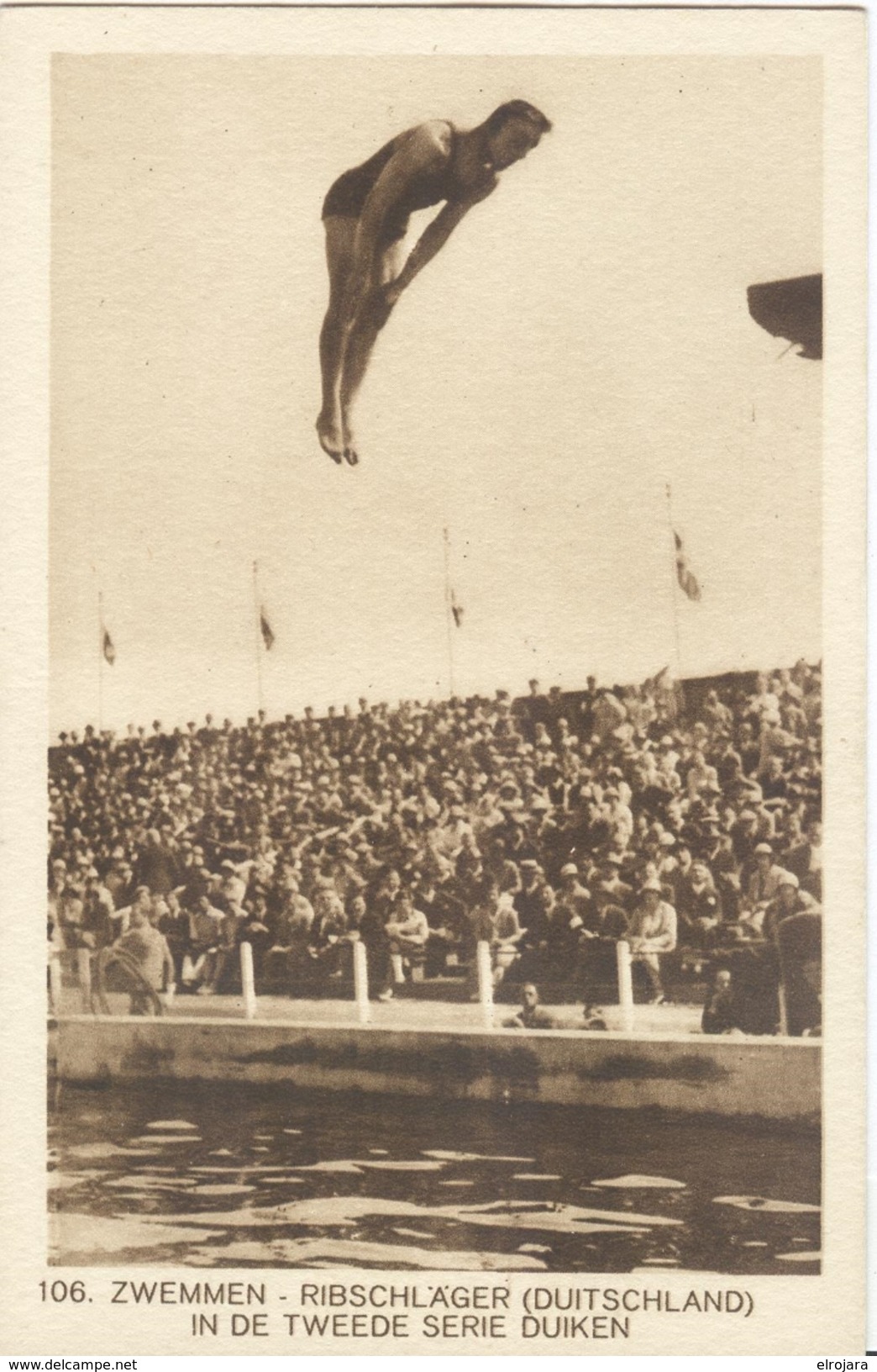 NETHERLANDS Unused Official Olympic Postcard Nr. 106 With Ribschläger Germany During The 1928 Olympic Games In Amsterdam - High Diving