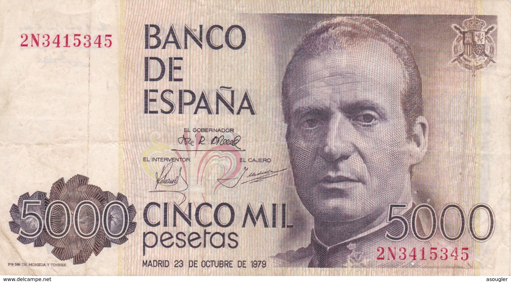 SPAIN 5000 PESETAS 23.10. 1979 (1982) VF P-160 "free Shipping Via Registered Air Mail" - [ 4] 1975-… : Juan Carlos I