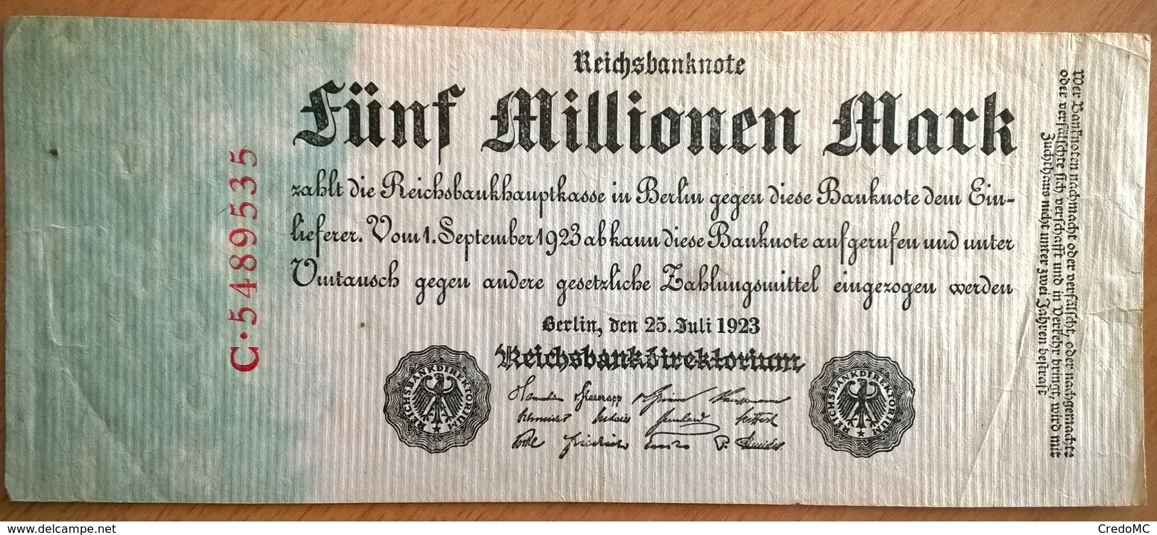 Allemagne - 5000000 Mark - 25-07-1923 - PICK 95 - TTB+ - 5 Millionen Mark