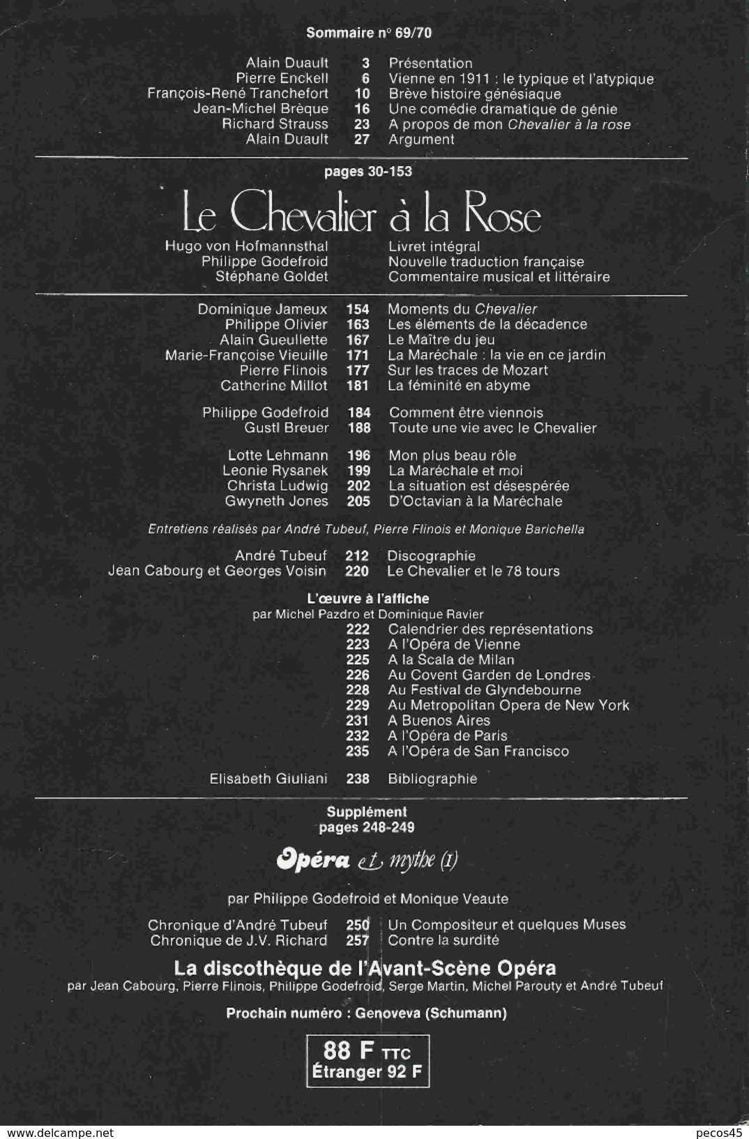 Avant-scène Opéra N° 69/70 : STRAUSS / Le Chevalier à La Rose - 1984. - Théâtre & Déguisements