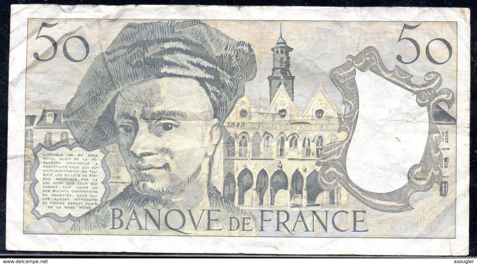 FRANCE 50 FRANCS 1989 VG-F P-152d - 50 F 1976-1992 ''quentin De La Tour''