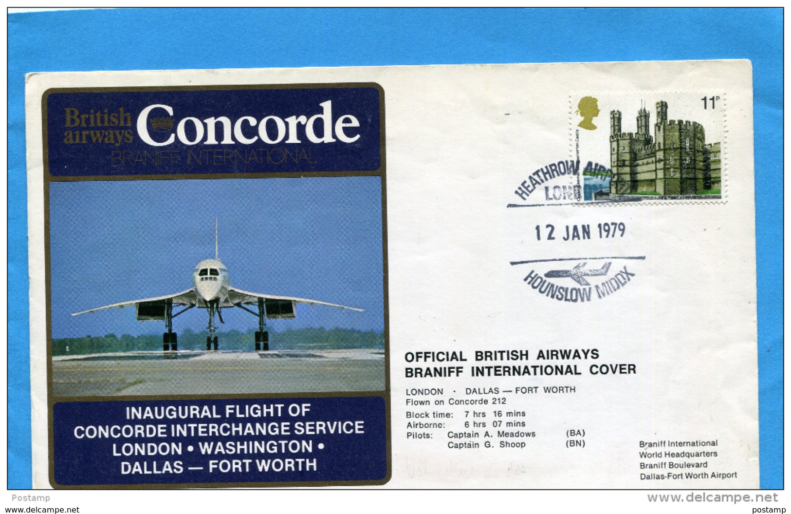 MARCOPHILIE-"JET CONCORDE" Lettre British Airways   1er Vol-London-Dallas  Washington-cad19 Ja 79 - Concorde