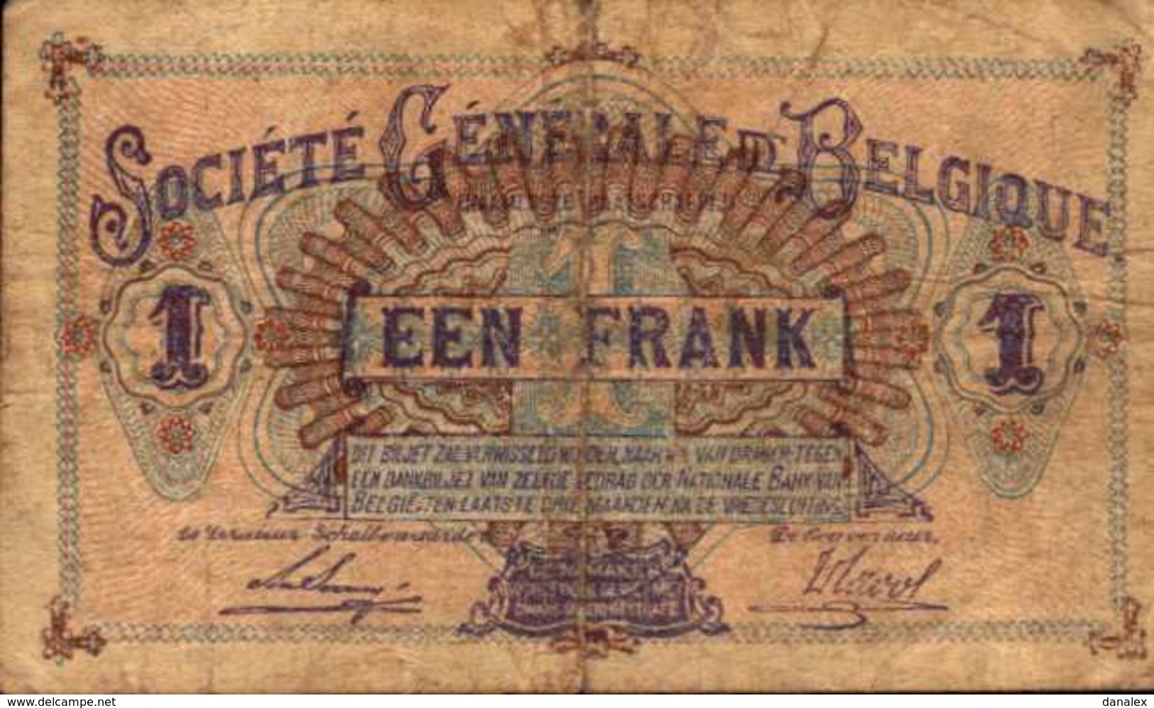 BELGIQUE  1 FRANC Du 12-9-1916  Pick 86b - 1 Franc