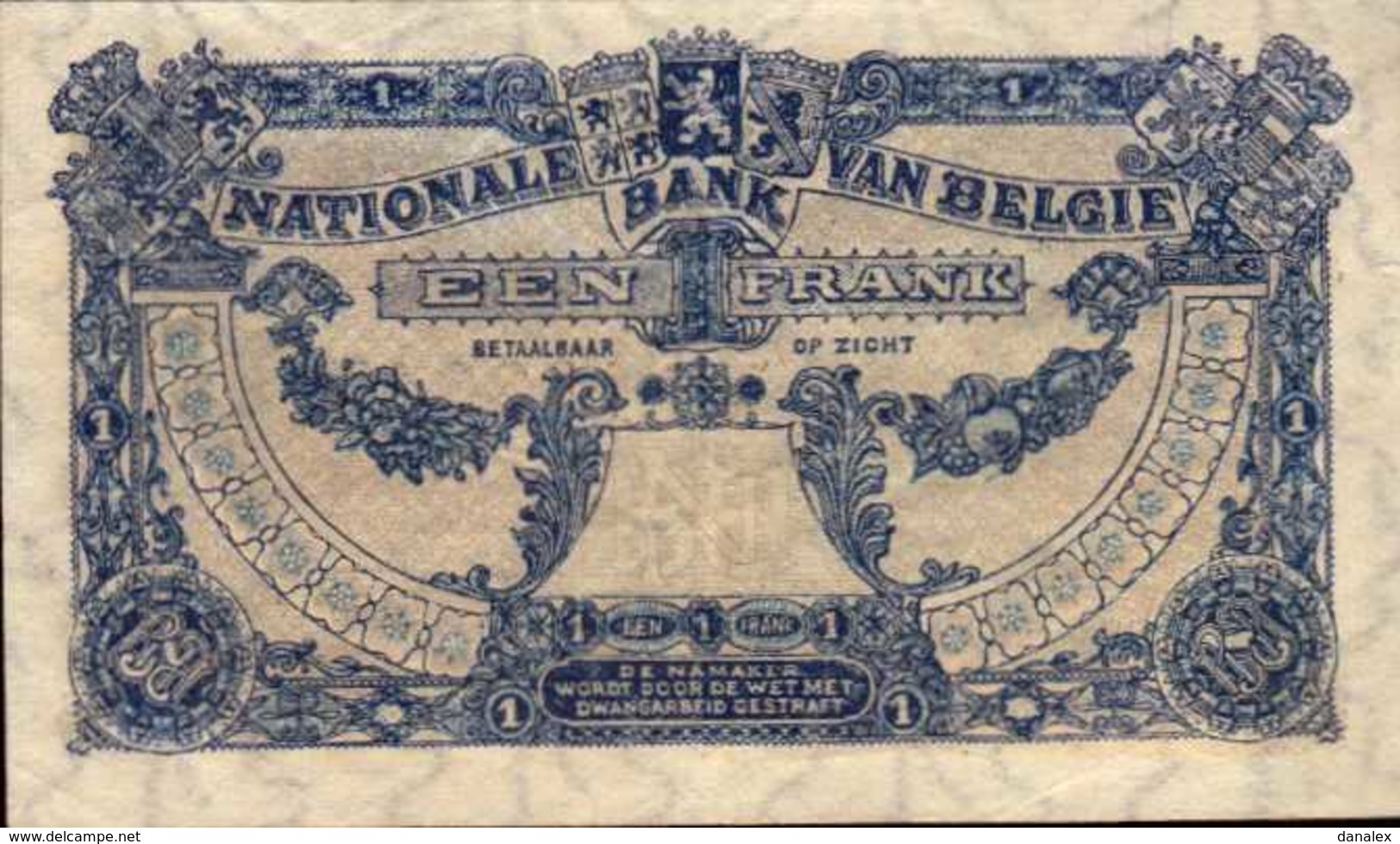 BELGIQUE  1 FRANC Du 27-4-1920  Pick 92  XF/SUP - 1 Franco