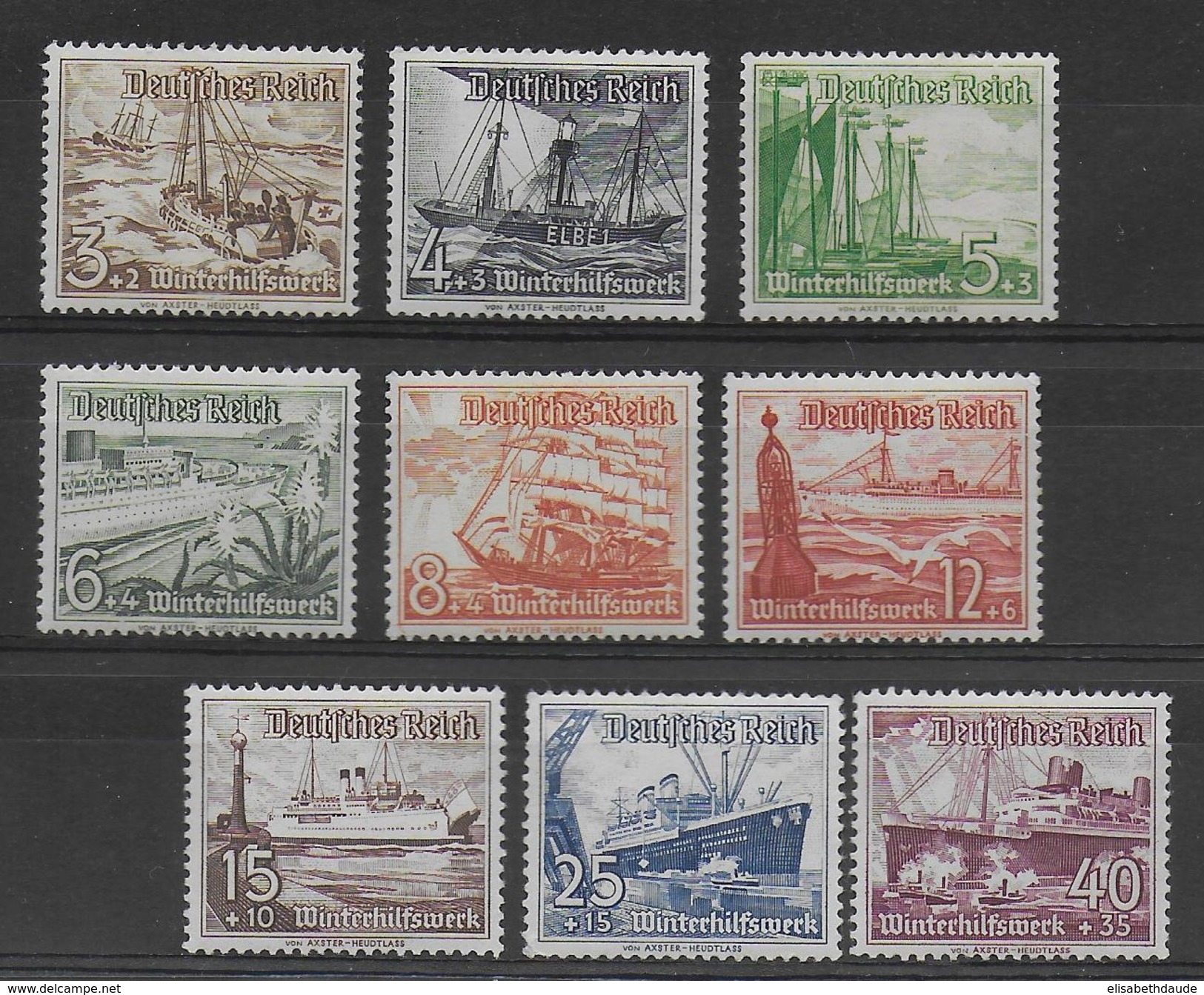 REICH - 1937 - YVERT N°594/602 **  - COTE = 110 EURO  - BATEAUX - Ungebraucht