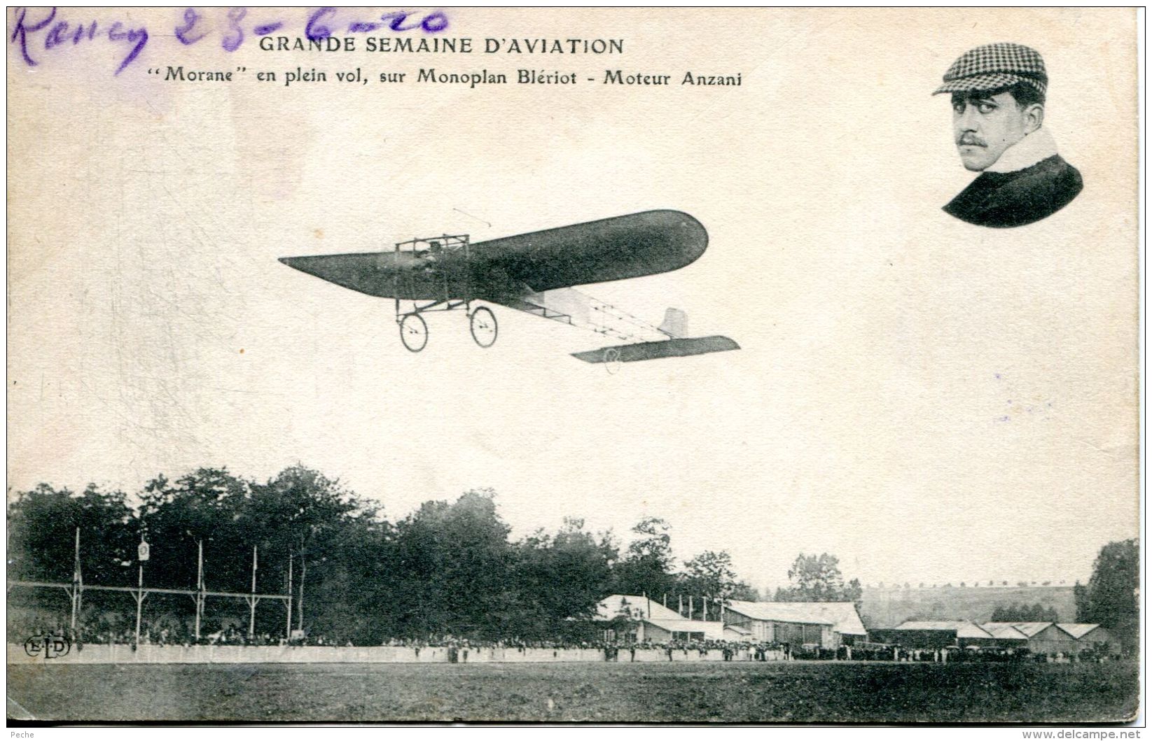 N°34329 -cpa "Morane " En Plein Vol Sur Monoplan Blériot- Moteur Anzani- - Aviateurs