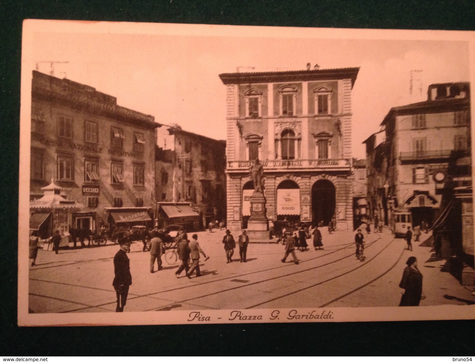 Cartolina Pisa Piazza Garibaldi Animata Tram  Gancia Carrozze E Cavalli Viaggiata 1922 - Pisa