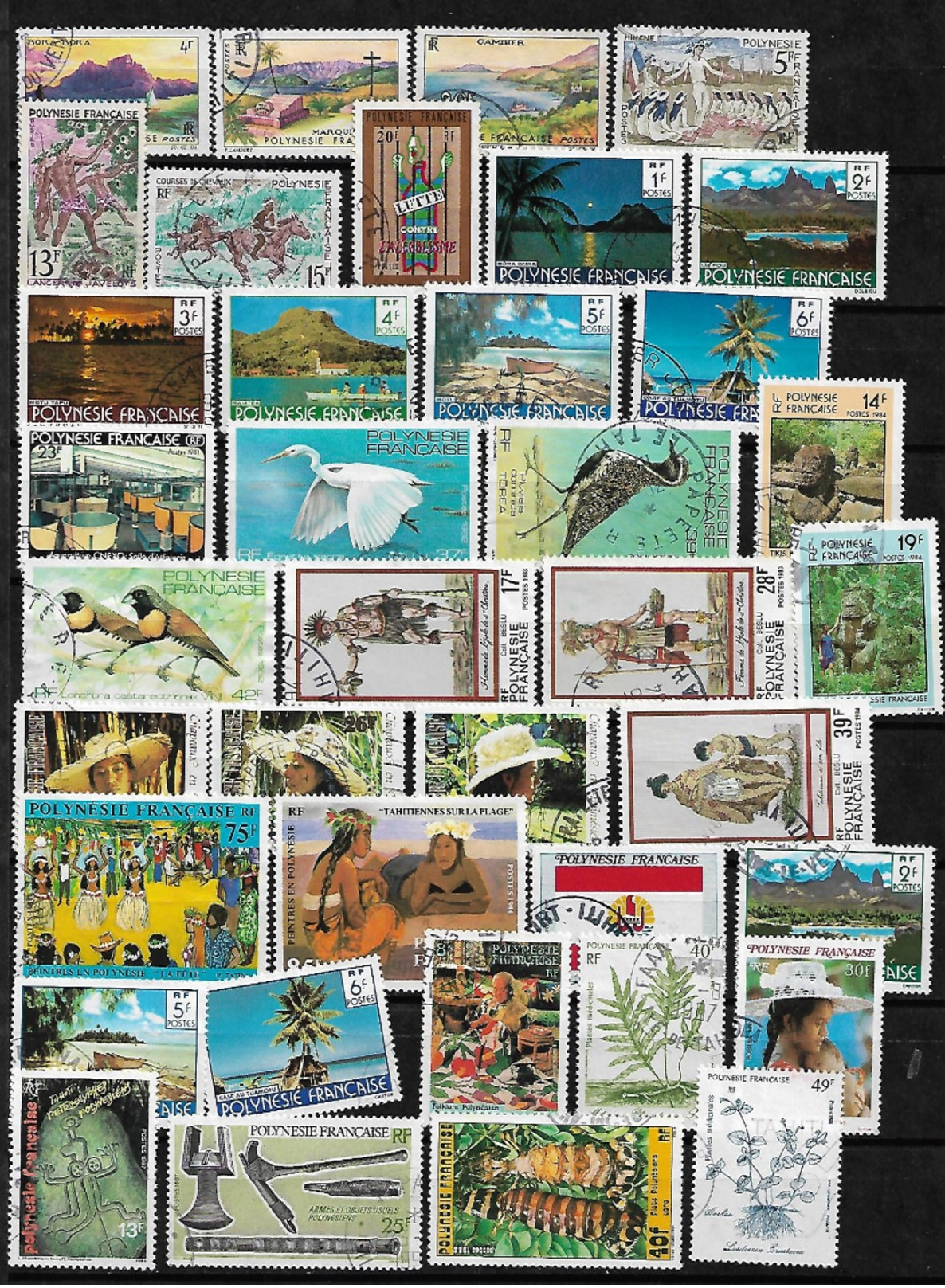 FRENCH POLYNESIA, POLYNESIE  94 VF USED STAMPS. SEE 3 SCANS. - Colecciones & Series