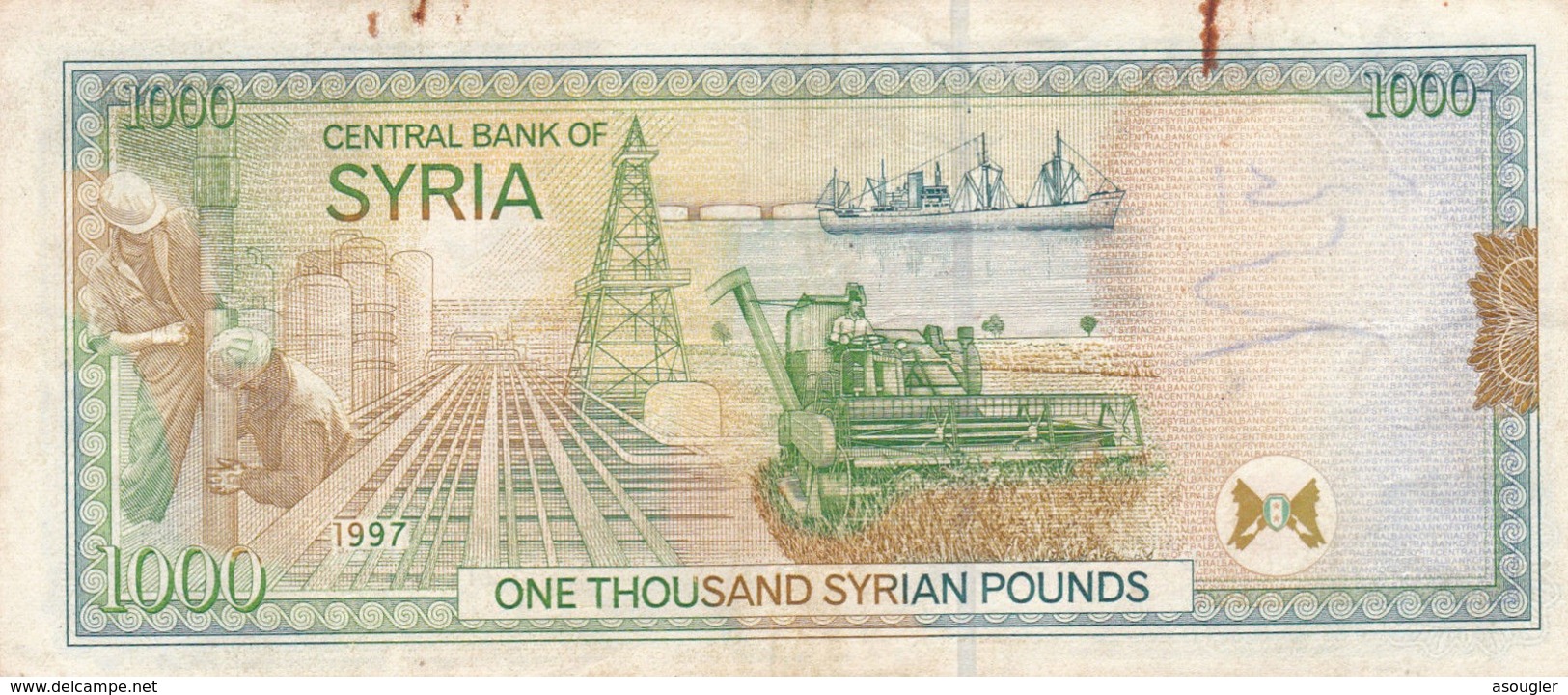 SYRIA 1000 POUNDS 1997 VG-F P-111a "free Shipping Via Regular Air Mail (buyer Risk)" - Siria