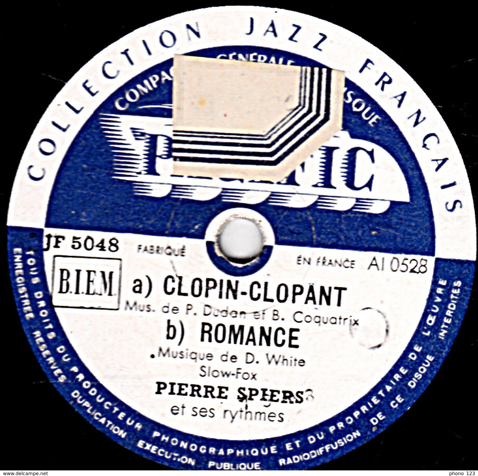 78 T. 25 Cm - état B - PIERRE SPIERS - CHEVEUX DANS LE VENT - CLOPIN- CLOPAN - ROMANCE - 78 T - Disques Pour Gramophone