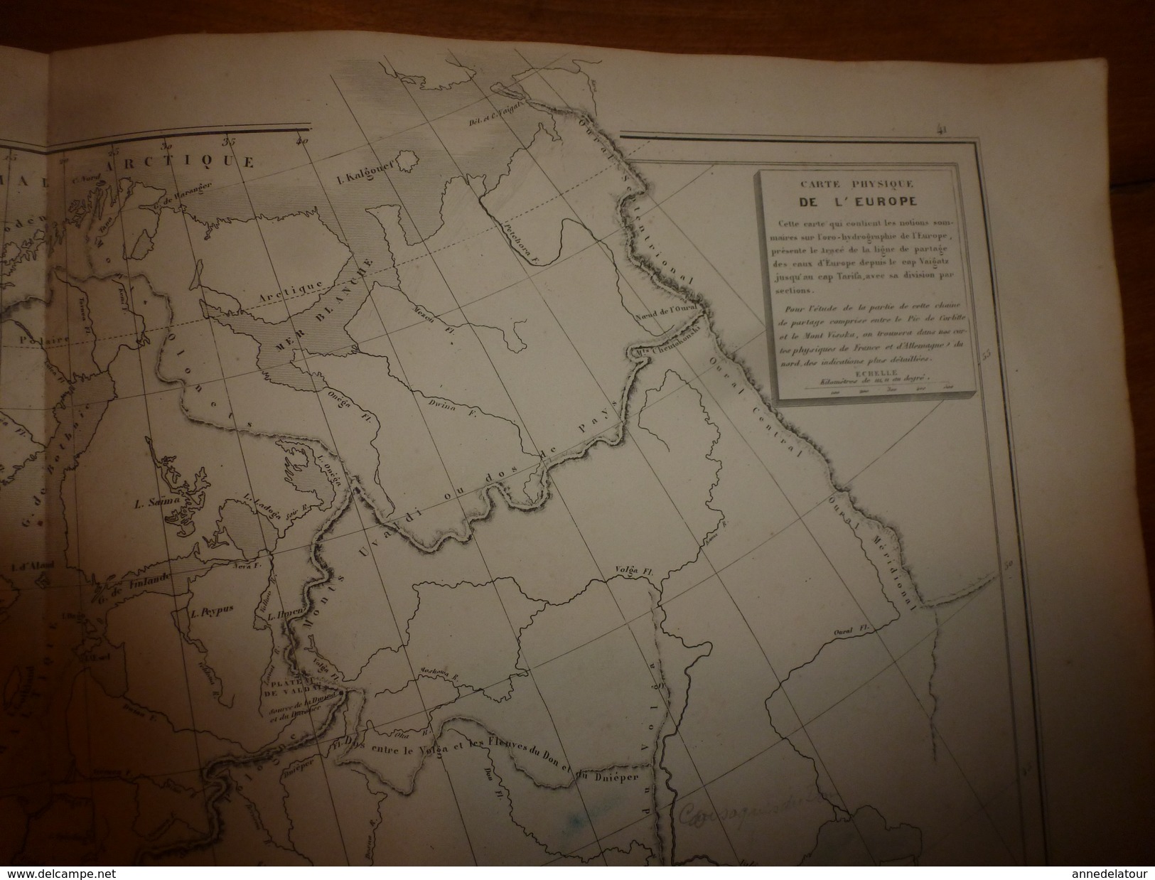 1861 Carte Géographique-Physique De L' EUROPE (oro-hydrologie Et Partage Des Eaux)  ;par Drioux Et Leroy, Grav Jenotte - Cartes Géographiques