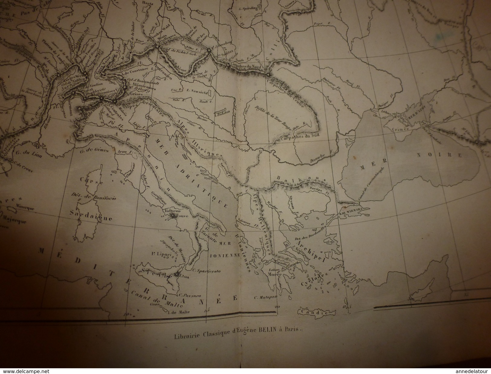 1861 Carte Géographique-Physique De L' EUROPE (oro-hydrologie Et Partage Des Eaux)  ;par Drioux Et Leroy, Grav Jenotte - Cartes Géographiques