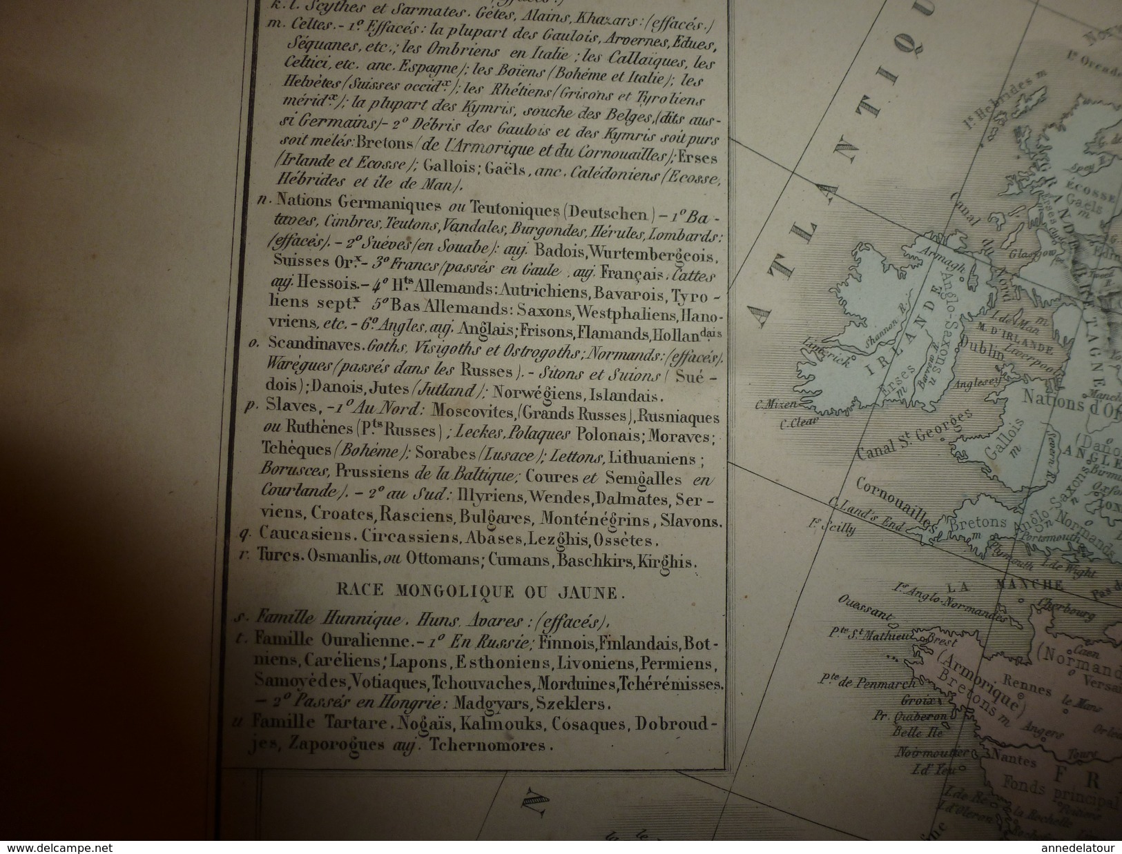 1861 Carte Géographique Des RACES Qui Ont Peuplé L'EUROPE (Sémitique,Indo-Germanique,Jaune,etc ;par Drioux Et Leroy, - Geographical Maps