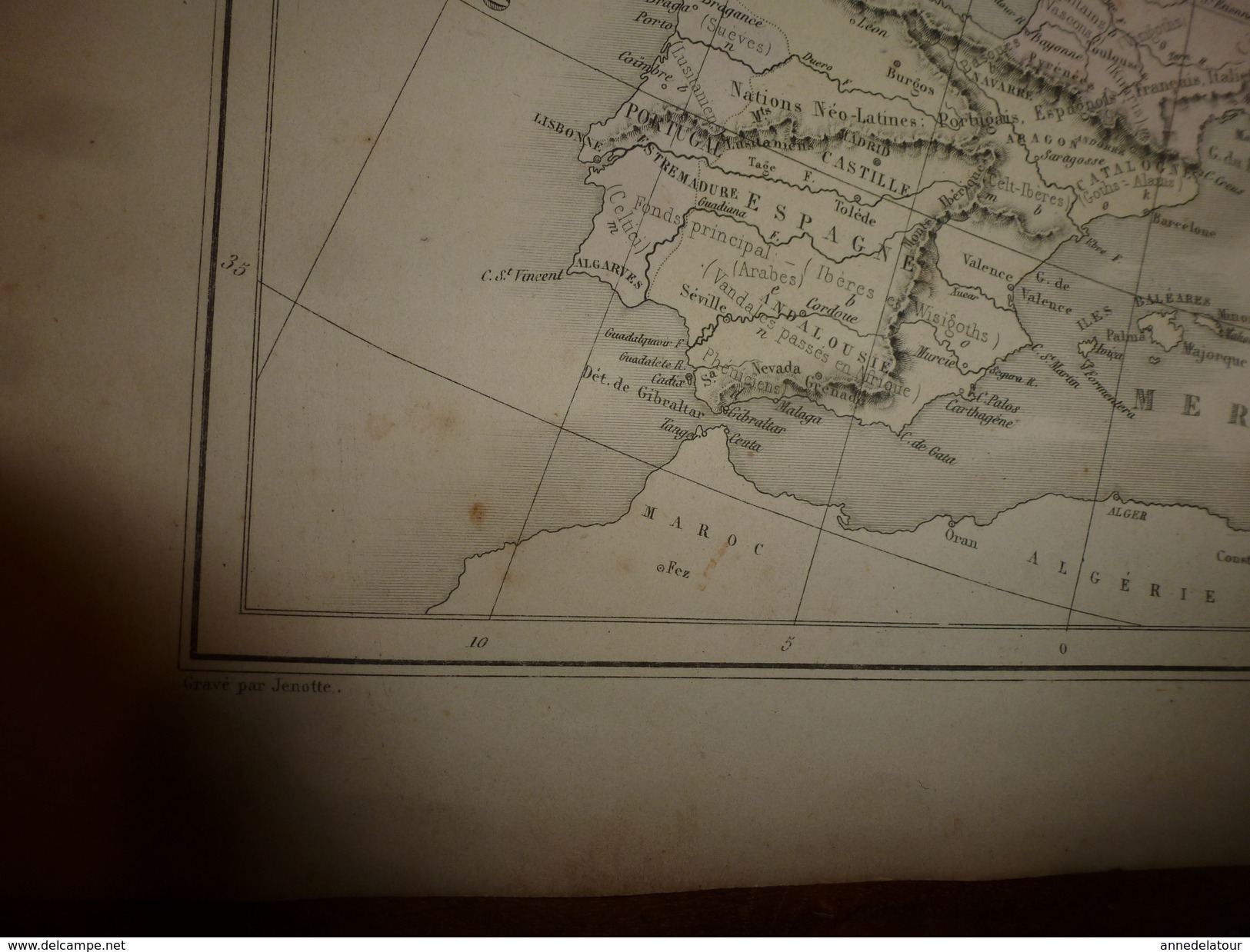 1861 Carte Géographique Des RACES Qui Ont Peuplé L'EUROPE (Sémitique,Indo-Germanique,Jaune,etc ;par Drioux Et Leroy, - Geographical Maps