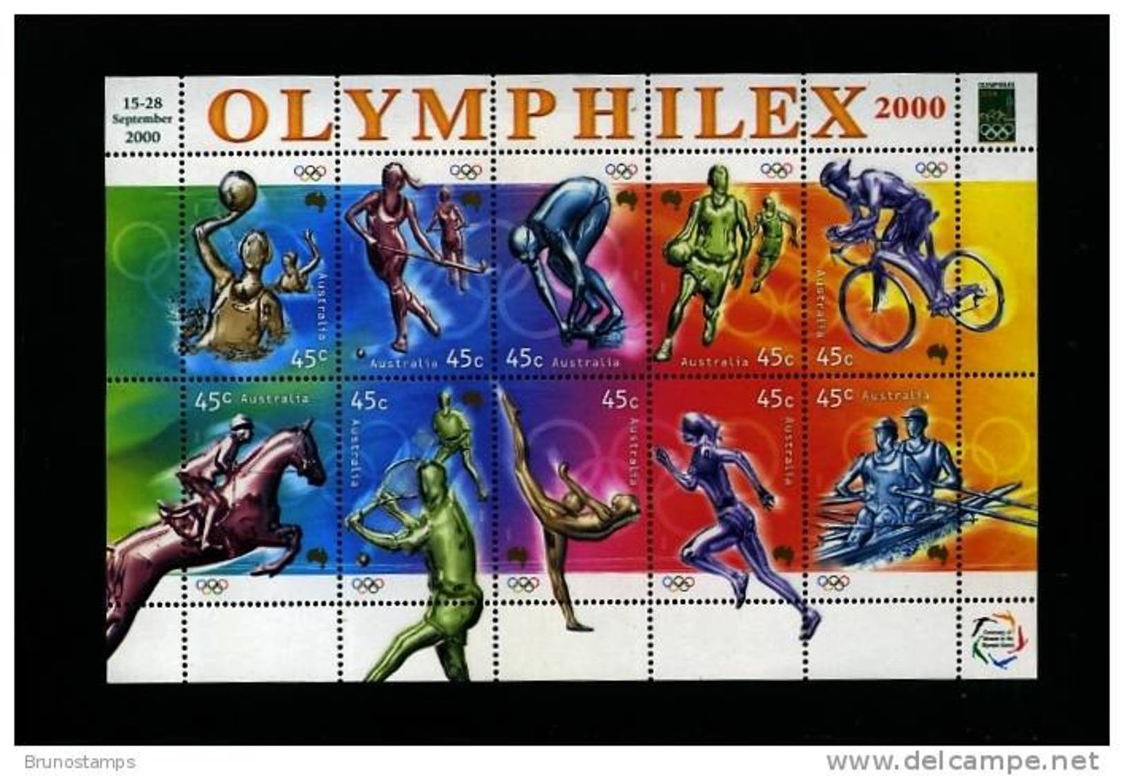 AUSTRALIA - 2000 OLYMPIC GAMES SHEETLET  OVERPRINTED OLIMPHILEX 2000  MINT NH - Blocchi & Foglietti