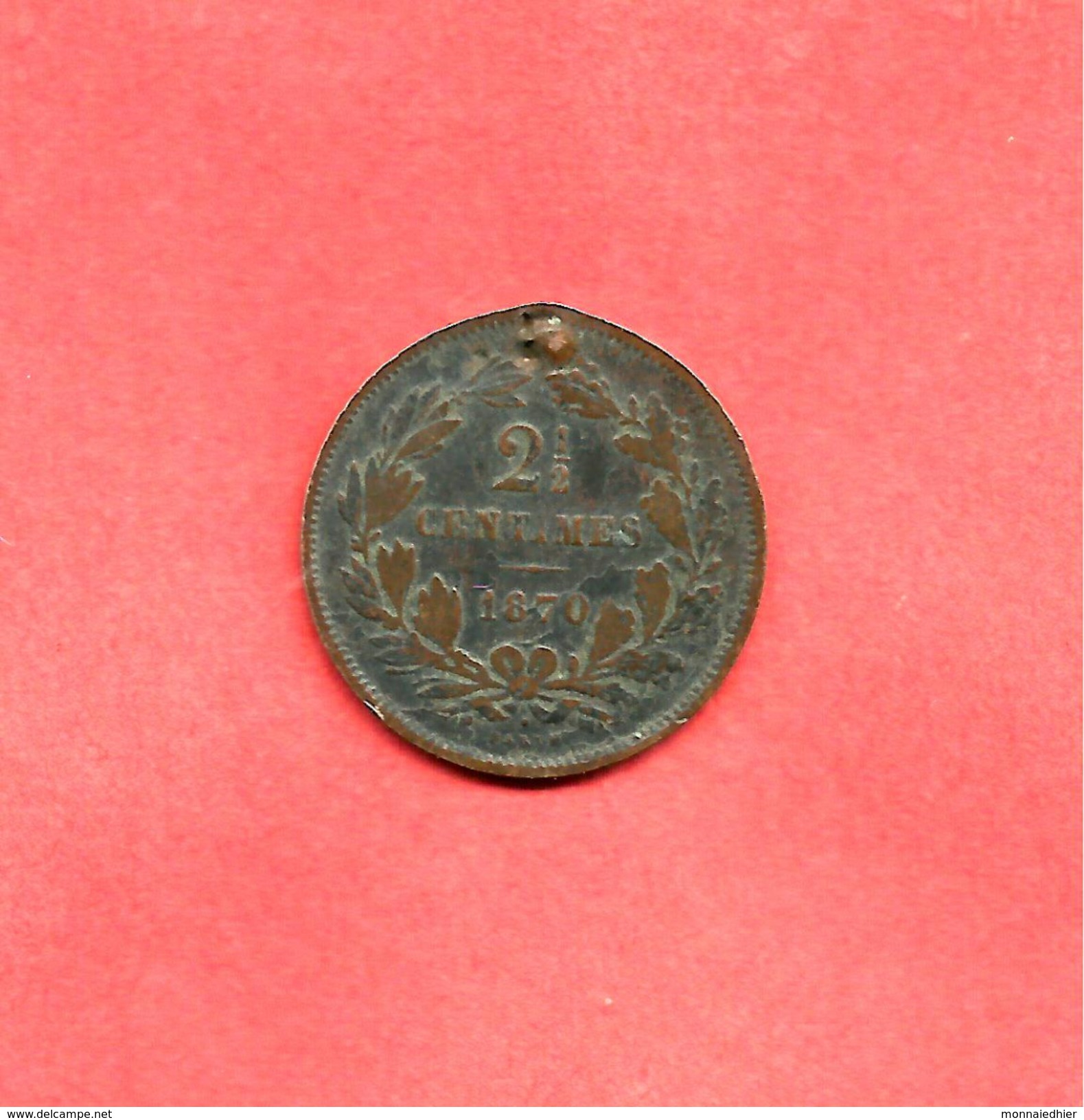 2 1/2 Centimes , LUXEMBOURG , Bronze , 1870 , N° KM # 21 - Luxembourg