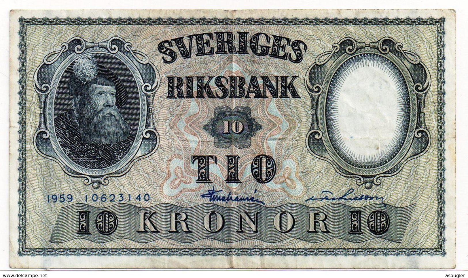 SWEDEN 10 KRONOR 1959 P-43g VF "free Shipping Via Regular Air Mail [buyer Risk]" - Suède